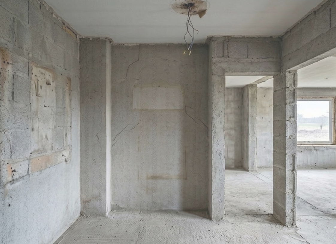 Vorher: Bestand 70er Jahre Altbau - Sanierung + Rückbau - Rohbau - Planungs- & Gestaltungsprozess