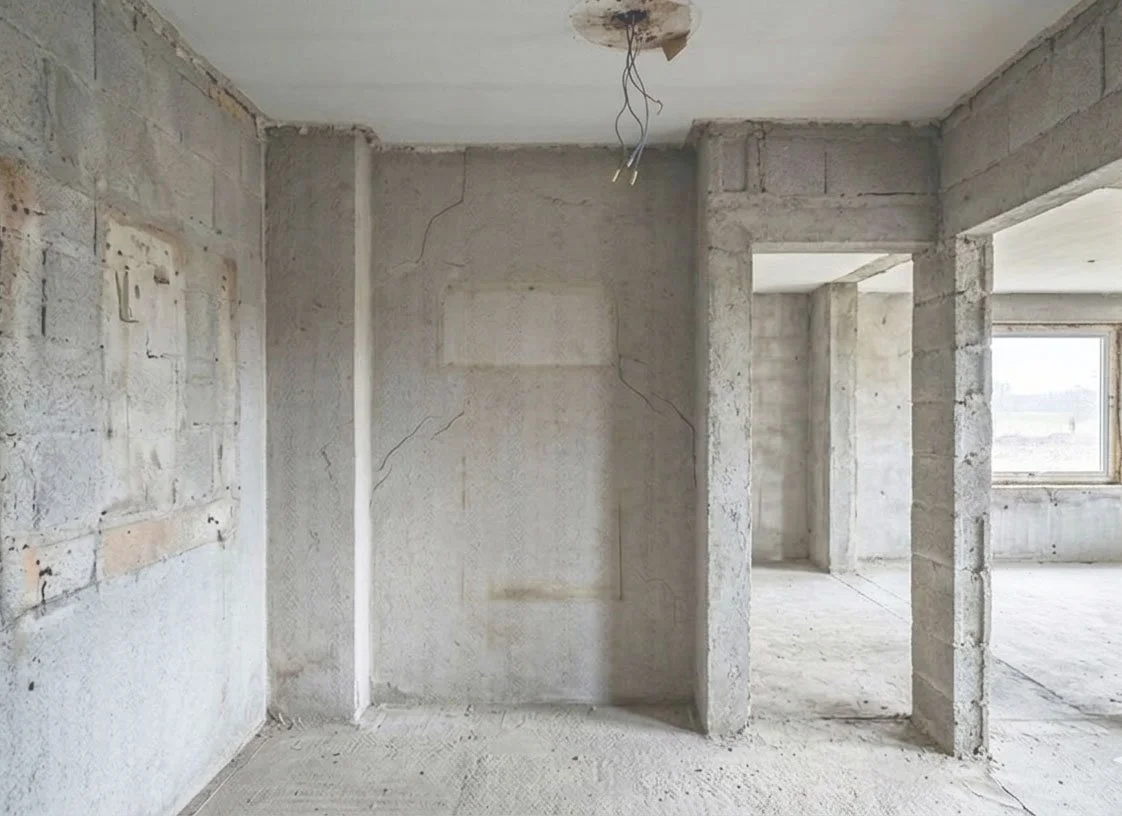 Vorher: Bestand 70er Jahre Altbau - Sanierung + Rückbau - Rohbau - Planungs- & Gestaltungsprozess