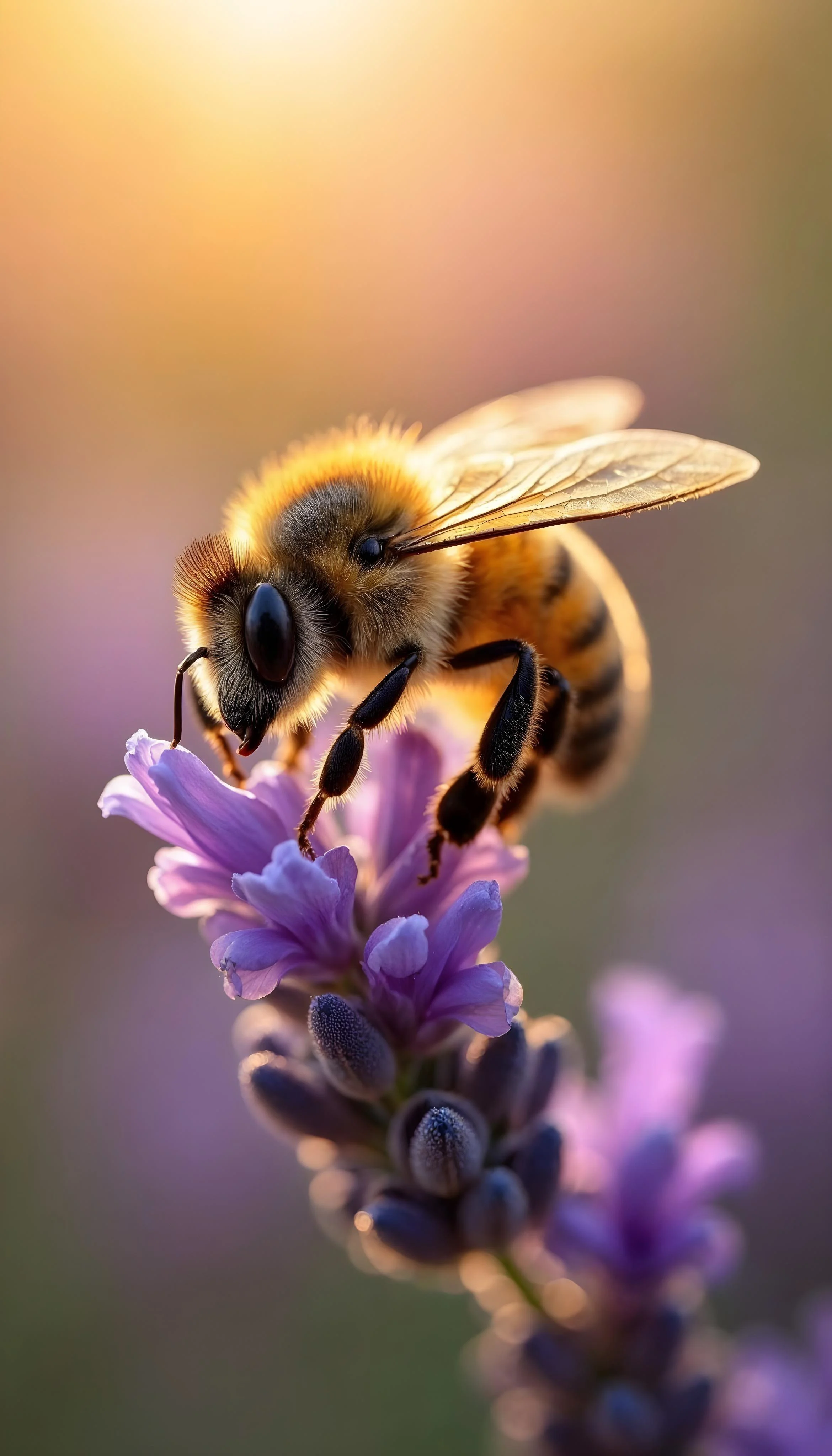 Biene auf Blüte als Symbol für Biodiversität und Kreislauf – nachhaltiges Bauen, ökologische Materialien, Baubiologie, gesundes Wohnen und umweltbewusstes Interior Design