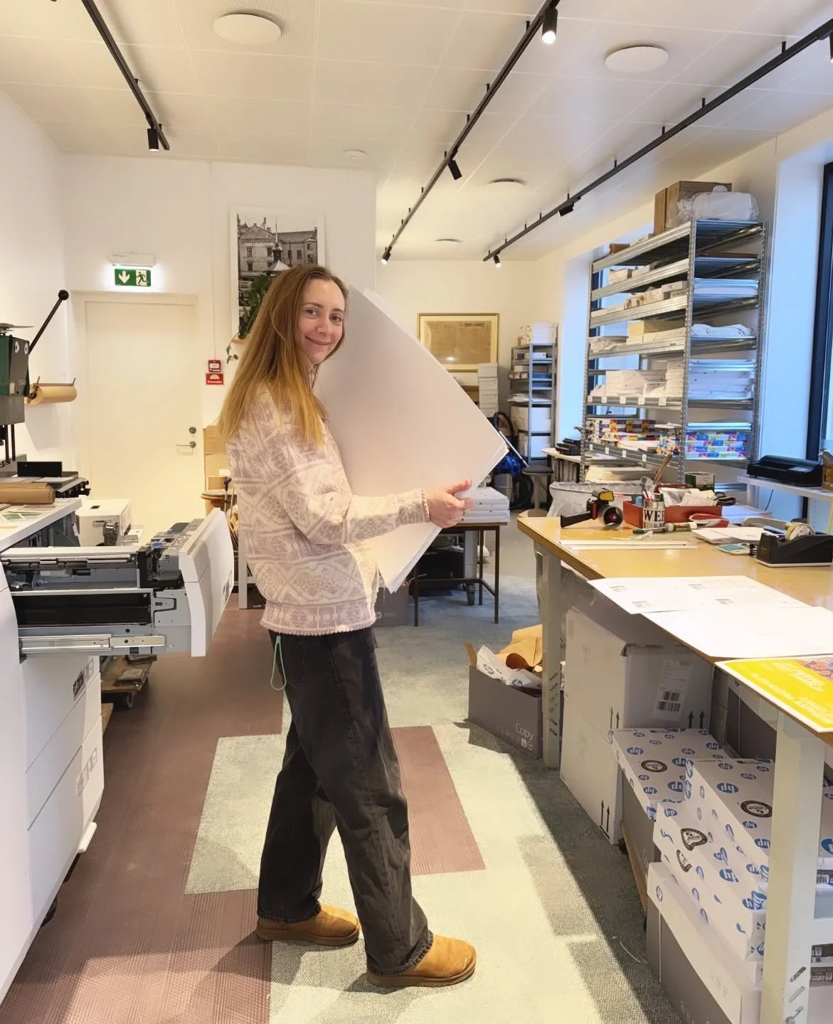 Lisa with a large, great quality piece of sheet.