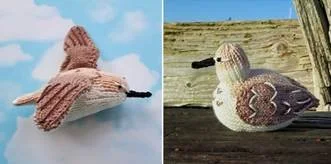 knitted shorebird for the birds by hand project in Cordova, Alaska
