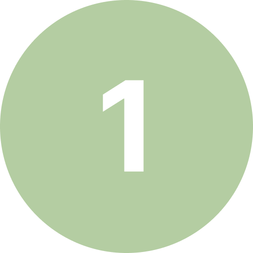 A green circular badge with the white number one in the center.