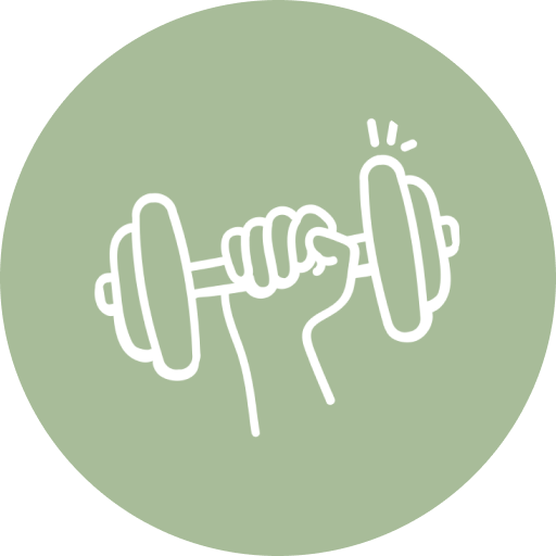 Illustration of a hand gripping a dumbbell.