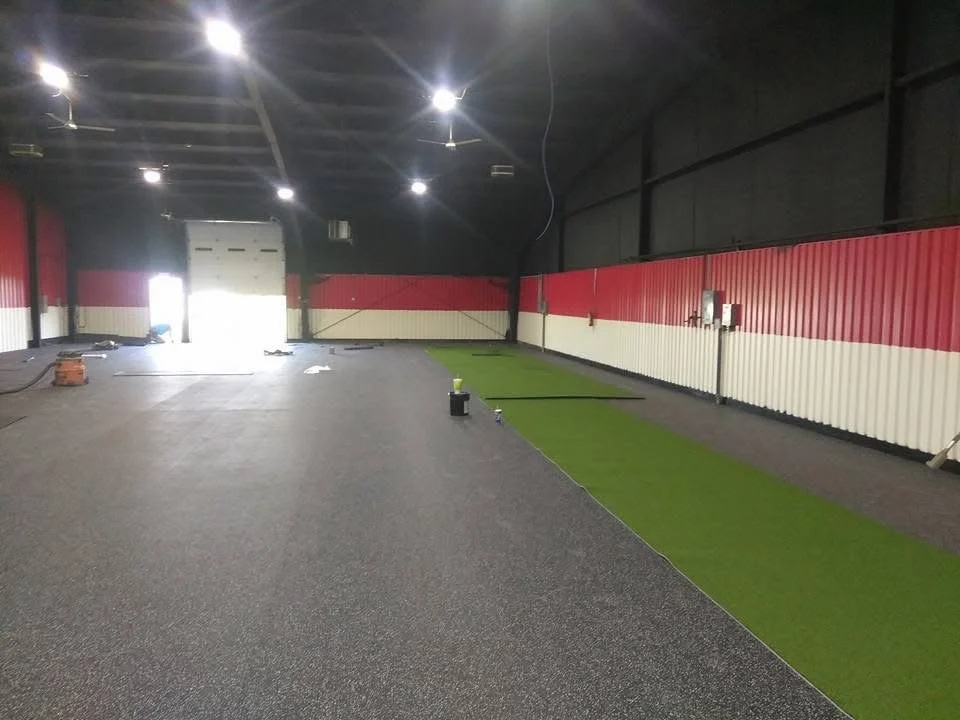 Rubber flooring installed for improved grip and easy maintenance. 
