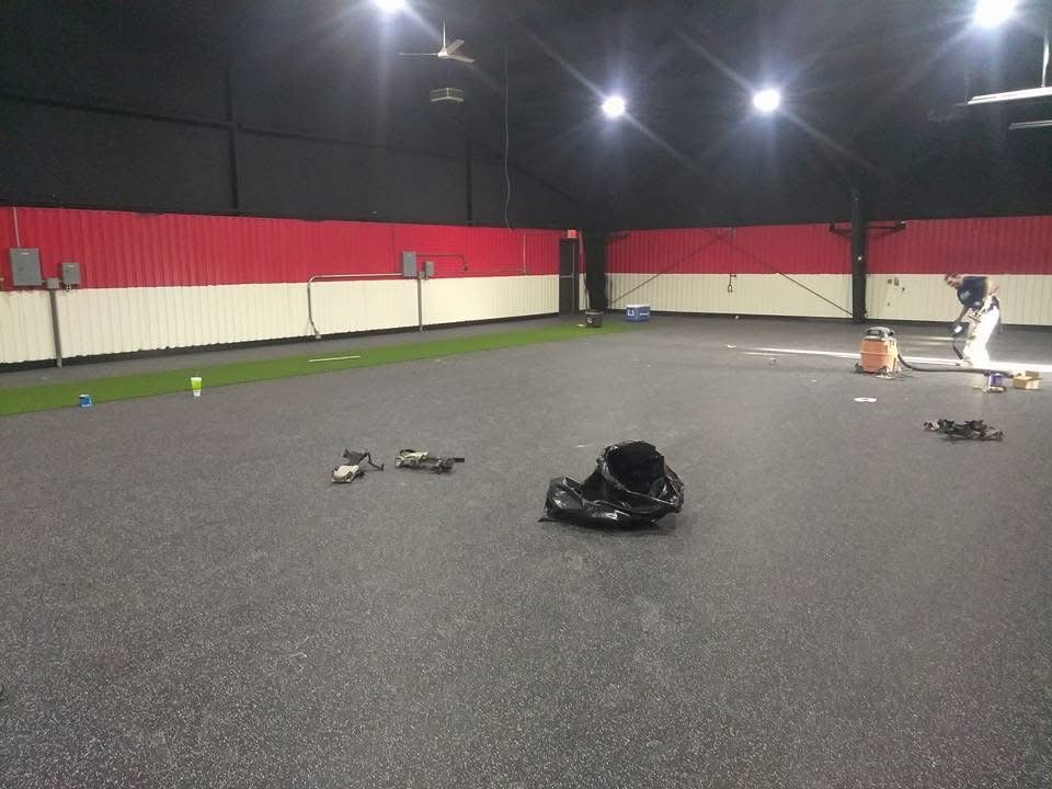 Slip-resistant rubber flooring installed in a commercial space for added safety. 