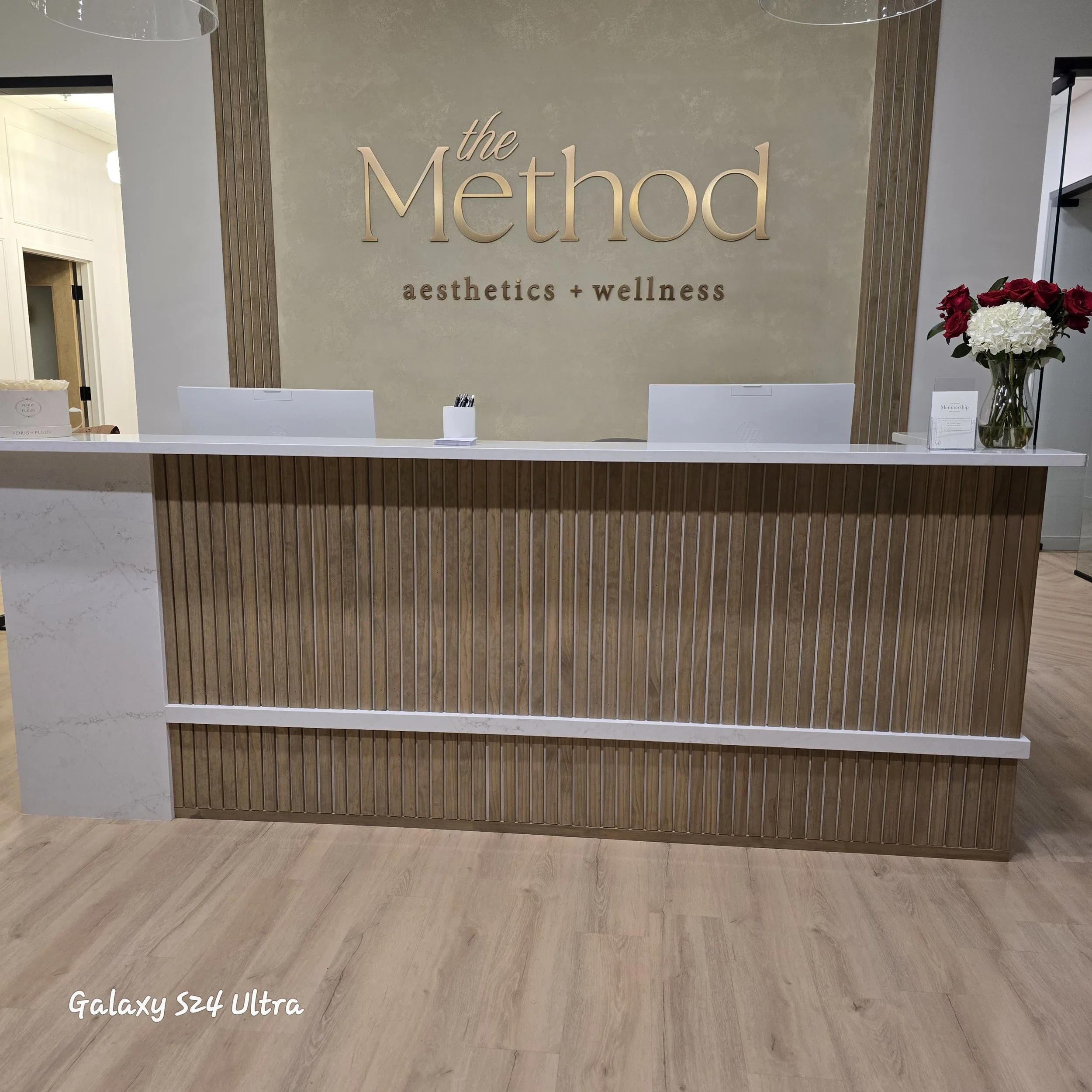 Front of a Webster Grove business installed in a high traffic area, offering a clean, low-maintenance flooring solution. 