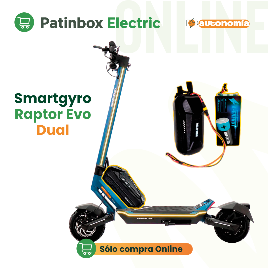 Batería externa de autonomía 48V para patinete eléctrico Smartgyro Raptor dual evo