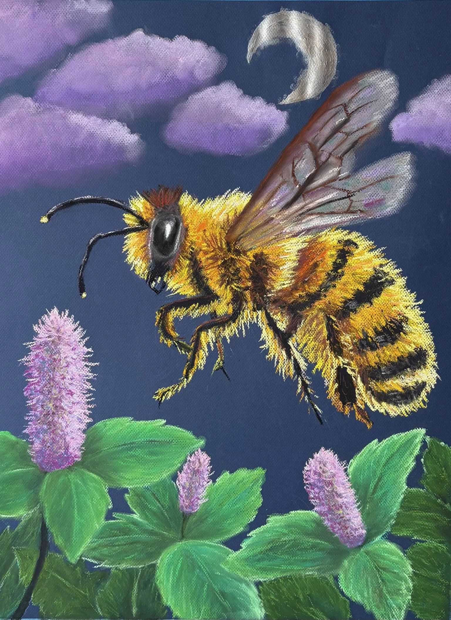 "The Bee Spirit", series "The Magical Spirits", Soft pastel, 48 x 64 cm, 2026