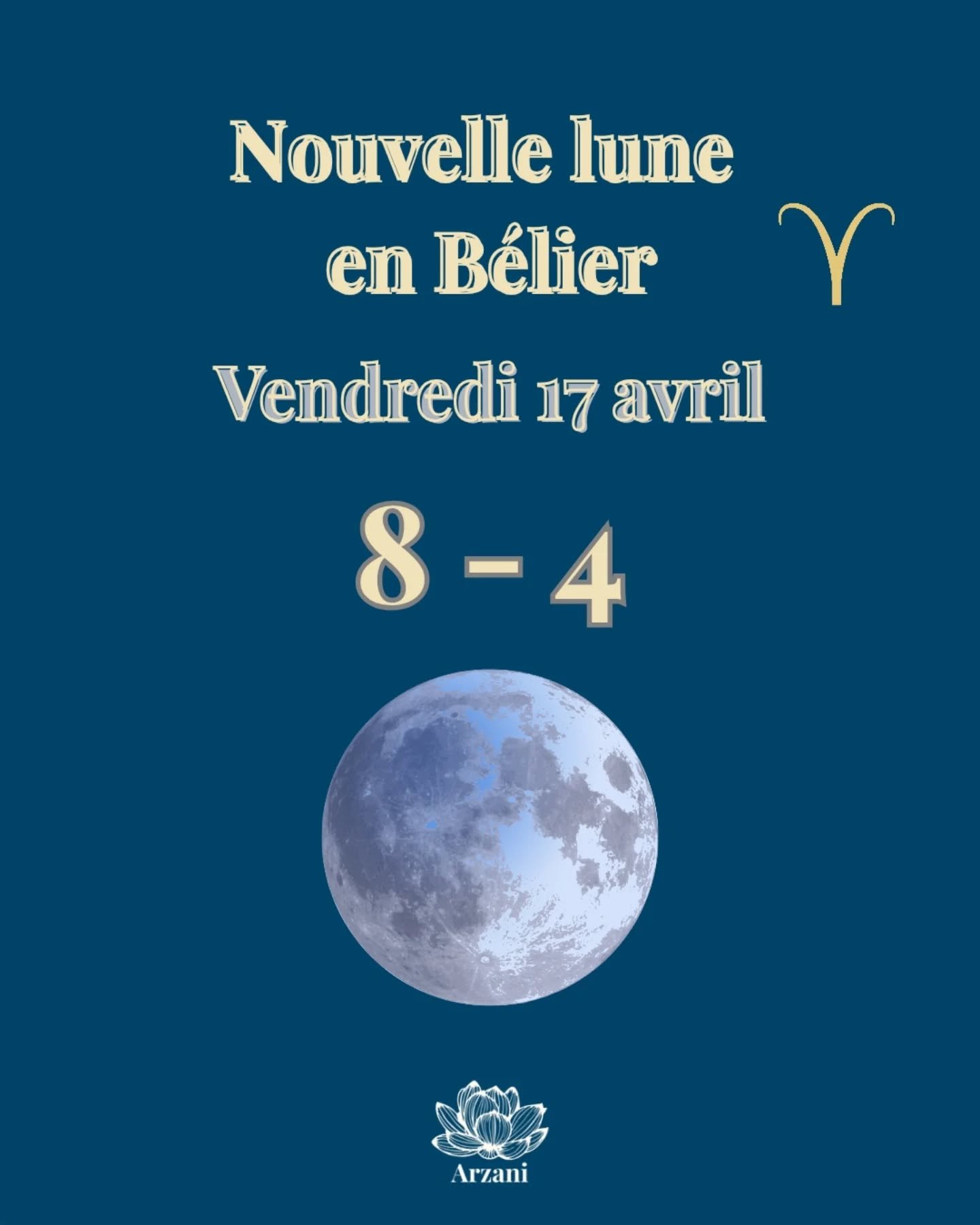 🌑 Nouvelle Lune en B&eacute;lier &bull; 17 avril 2026 

Cette lunaison porte une invitation rare : celle de te lib&eacute;rer  de ce qui t'alourdit, pour b&acirc;tir quelque chose de profond&eacute;ment vrai. 

L'Arcane Sans Nom 13 lib&egrave;re. L'