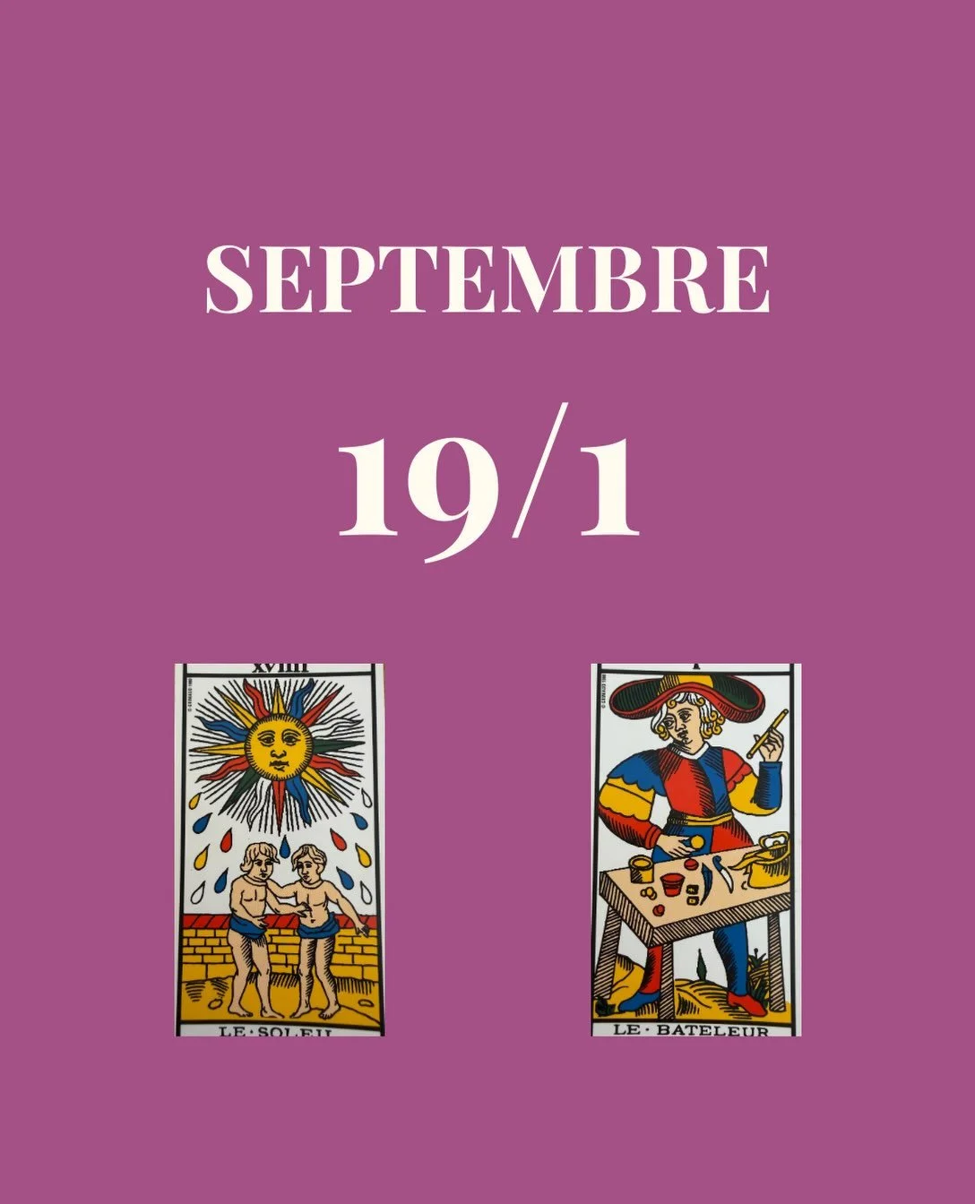 ✨ 19/1 : la pleine lumi&egrave;re du Soleil, sans filtre ni artifice.

Ce mois-ci, l&rsquo;&eacute;nergie invite &agrave; rayonner sans se justifier et &agrave; laisser la roue tourner, sans la forcer. 🌞

Alors que septembre touche &agrave; sa fin&h