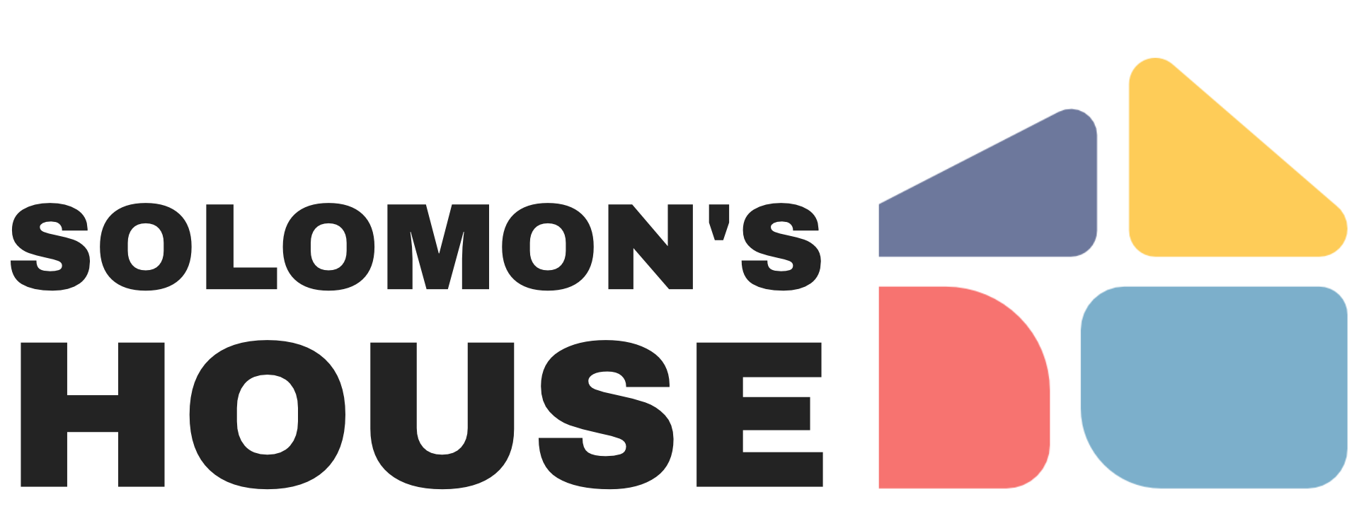 Solomon's House logo with colorful geometric shapes and bold black text