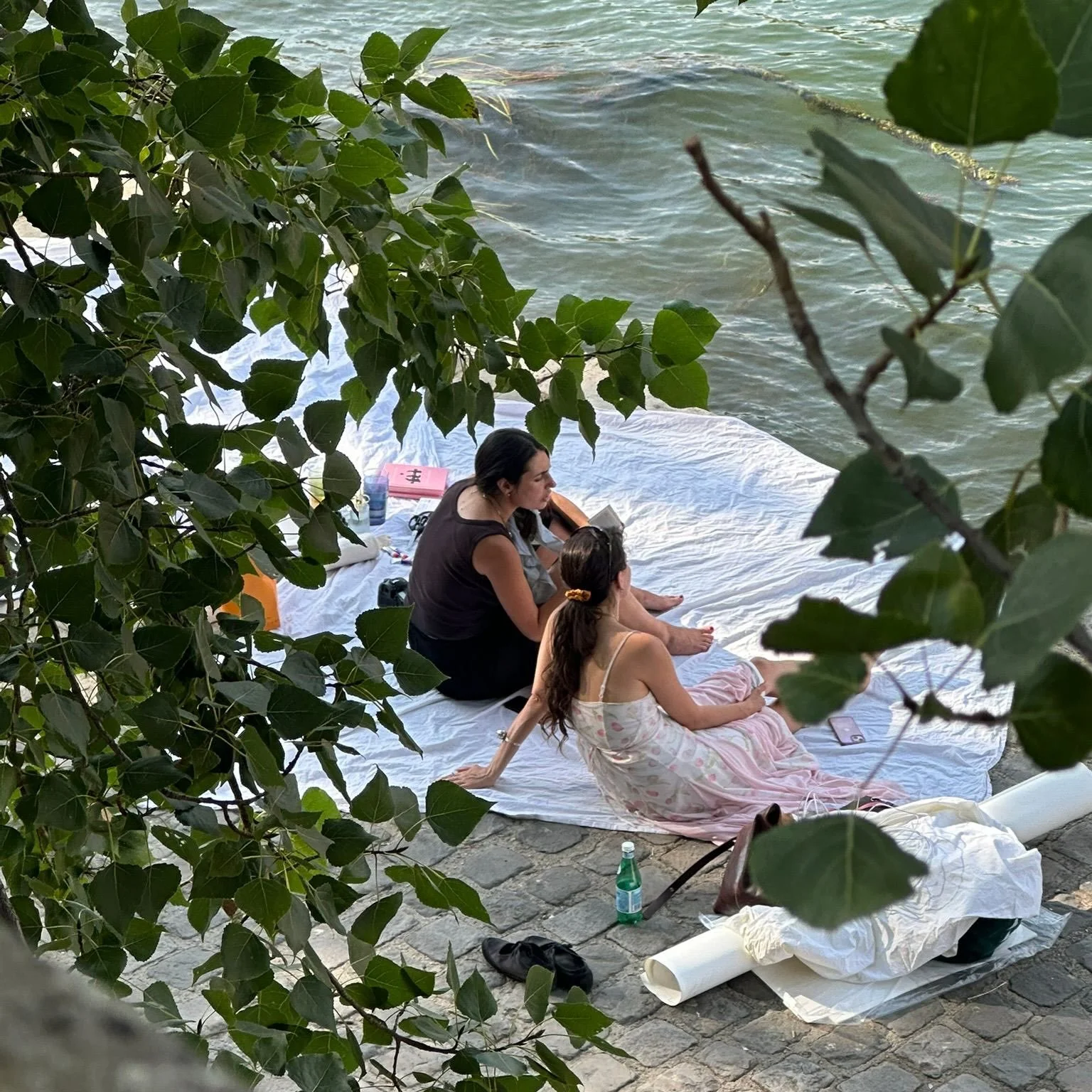 Watercoloring myths with artist and author @fernandaballesterosf on the Seine last week was such a summer gift. With the river as a muse We used water from the Seine to create individual paintings and a collective artwork using symbols to create a sh