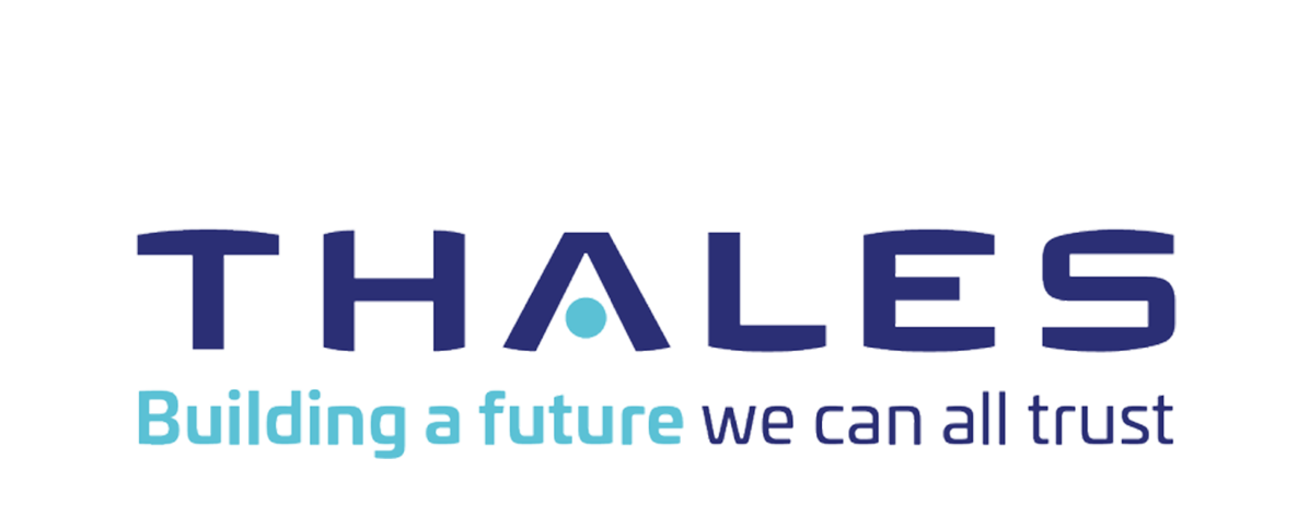 Thales logo with the slogan 'Building a future we can all trust' in blue text.