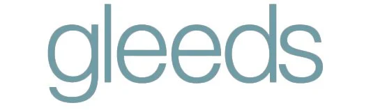 The word 'gleeds' written in lowercase letters in teal color.