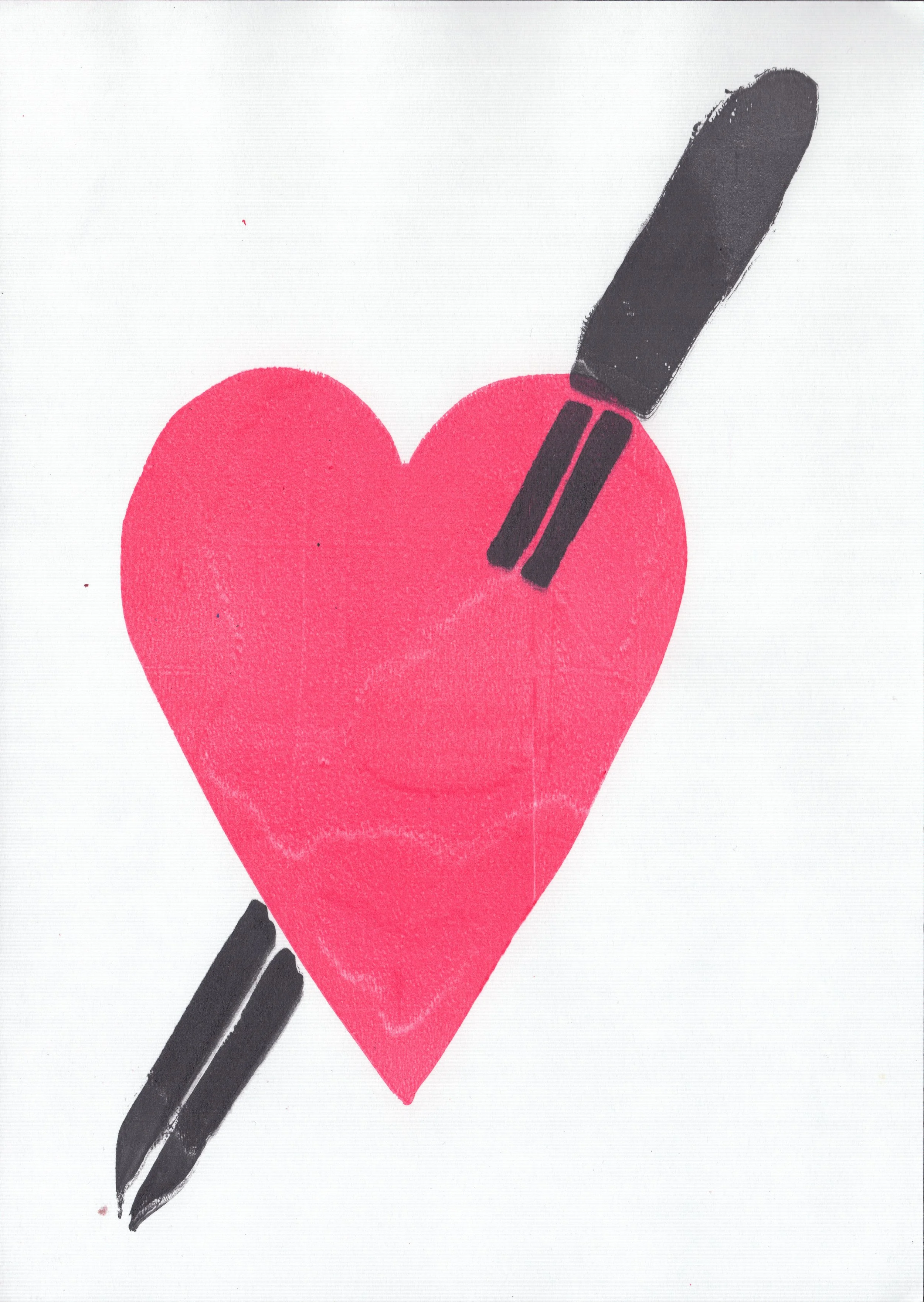 Black Dagger in Pink Heart, A4 Gel Print 2026