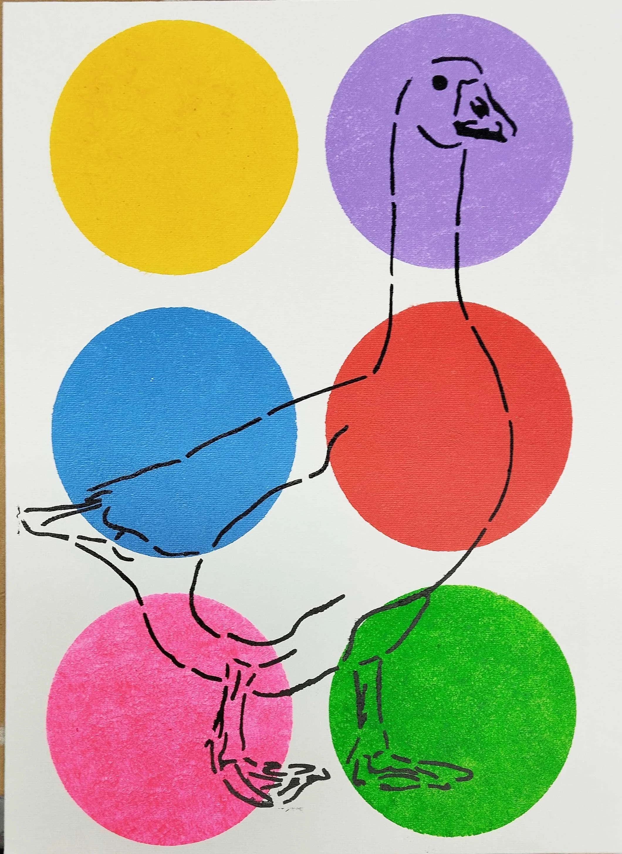 Goose standing outline pochoir print on canvas A3 2025