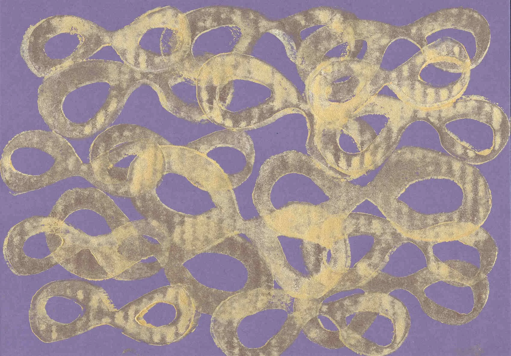 Gold infinity jumble on purple block print A4 2024