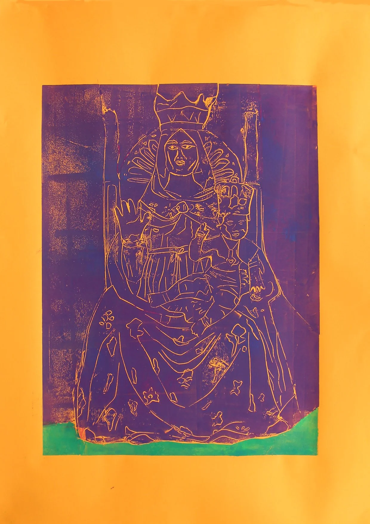 Madonna Purple and Green on Orange Lino A2 2025 web.jpg