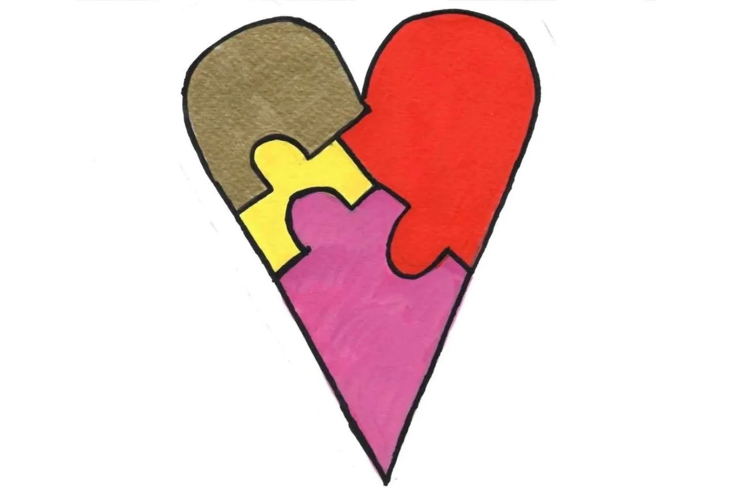 Puzzle Heart with Acrylic Markers on A4 paper 2026