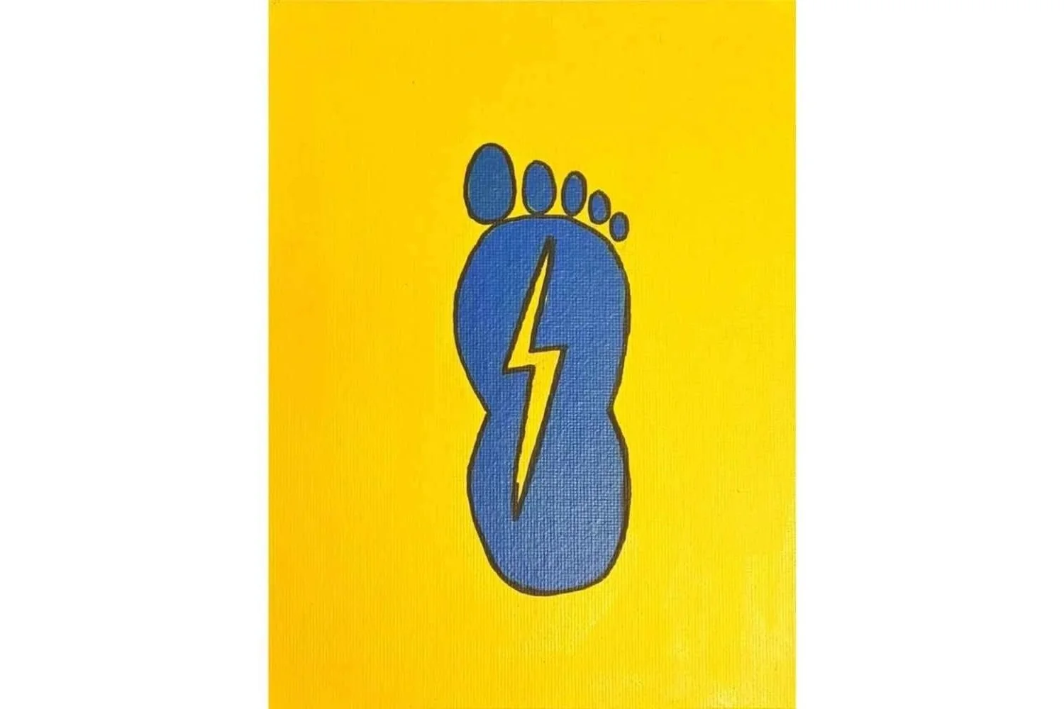 Bolt on Blue Foot Print, Acrylic marker and paint on Canvas. A5 2026
