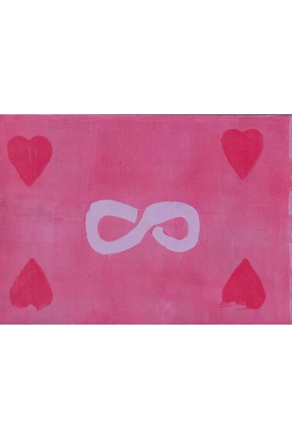 Red Hearts and Infinity Symbol on Pink, A4 Gel Print 2026