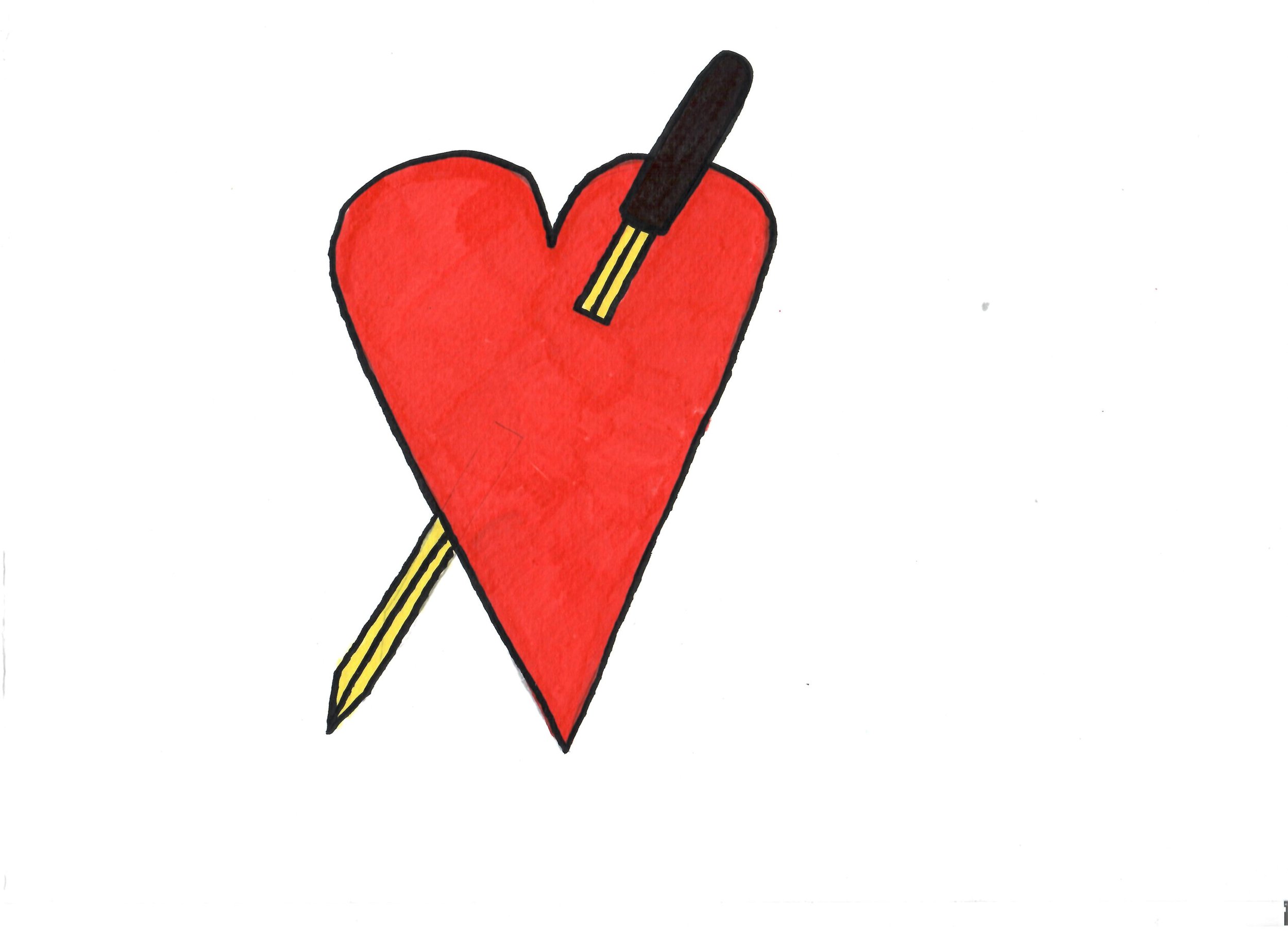 Dagger in Heart, Acrylic Marker on A4 paper, 2026. 