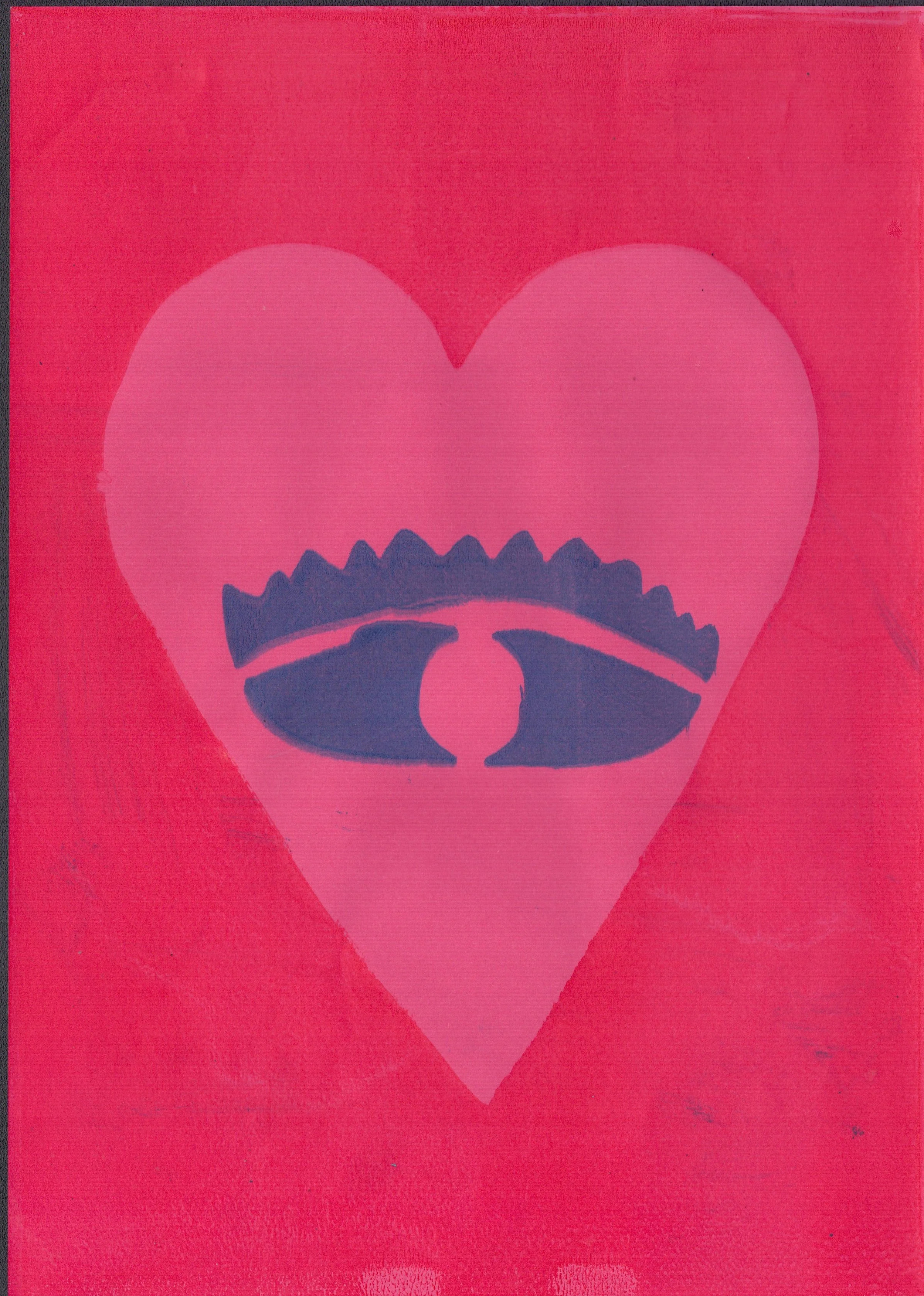 Blue Eye on Pink Heart, A4 Gel Print 2026