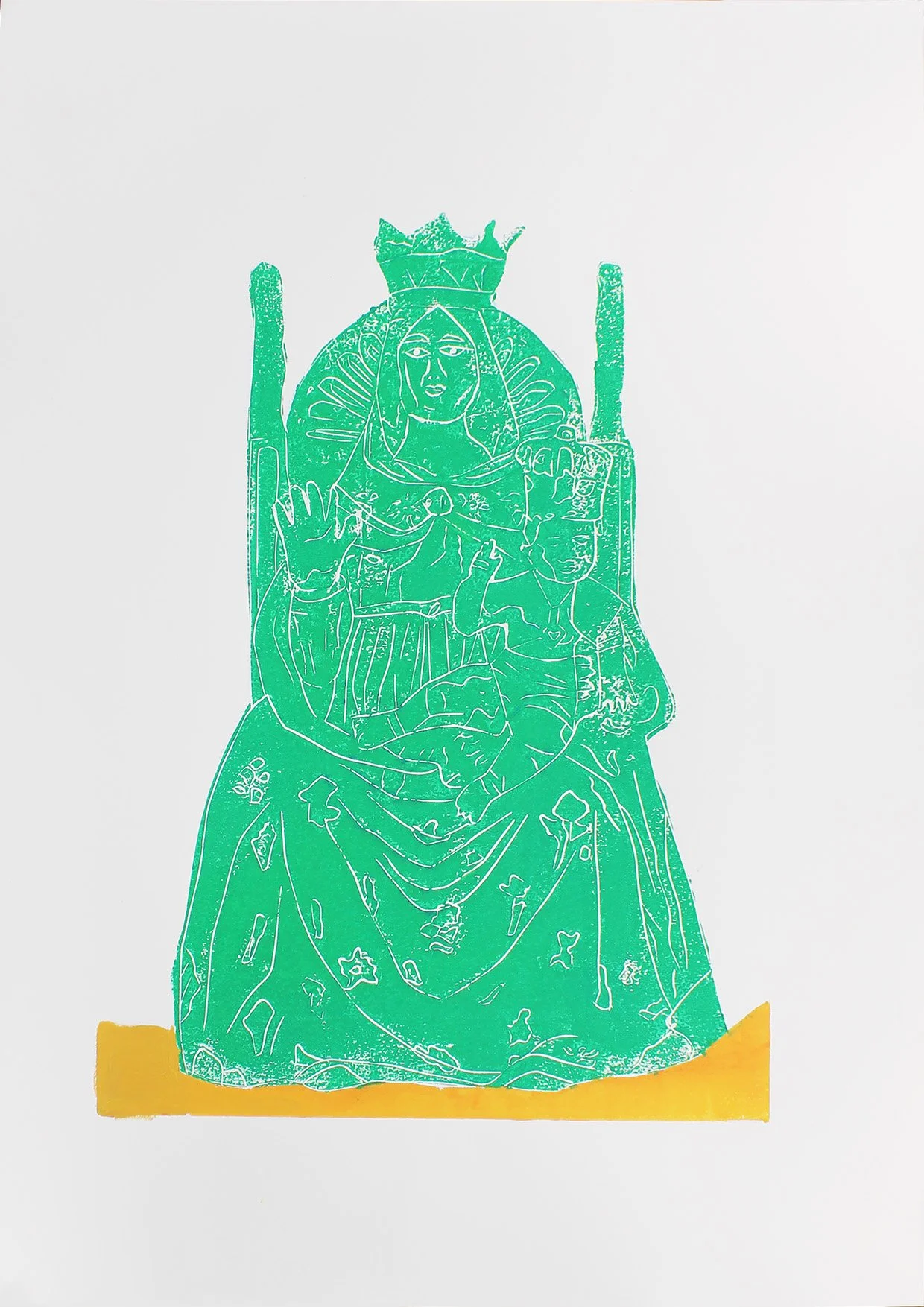 Madonna Green and Yellow on White Lino A2 2025 web.jpg