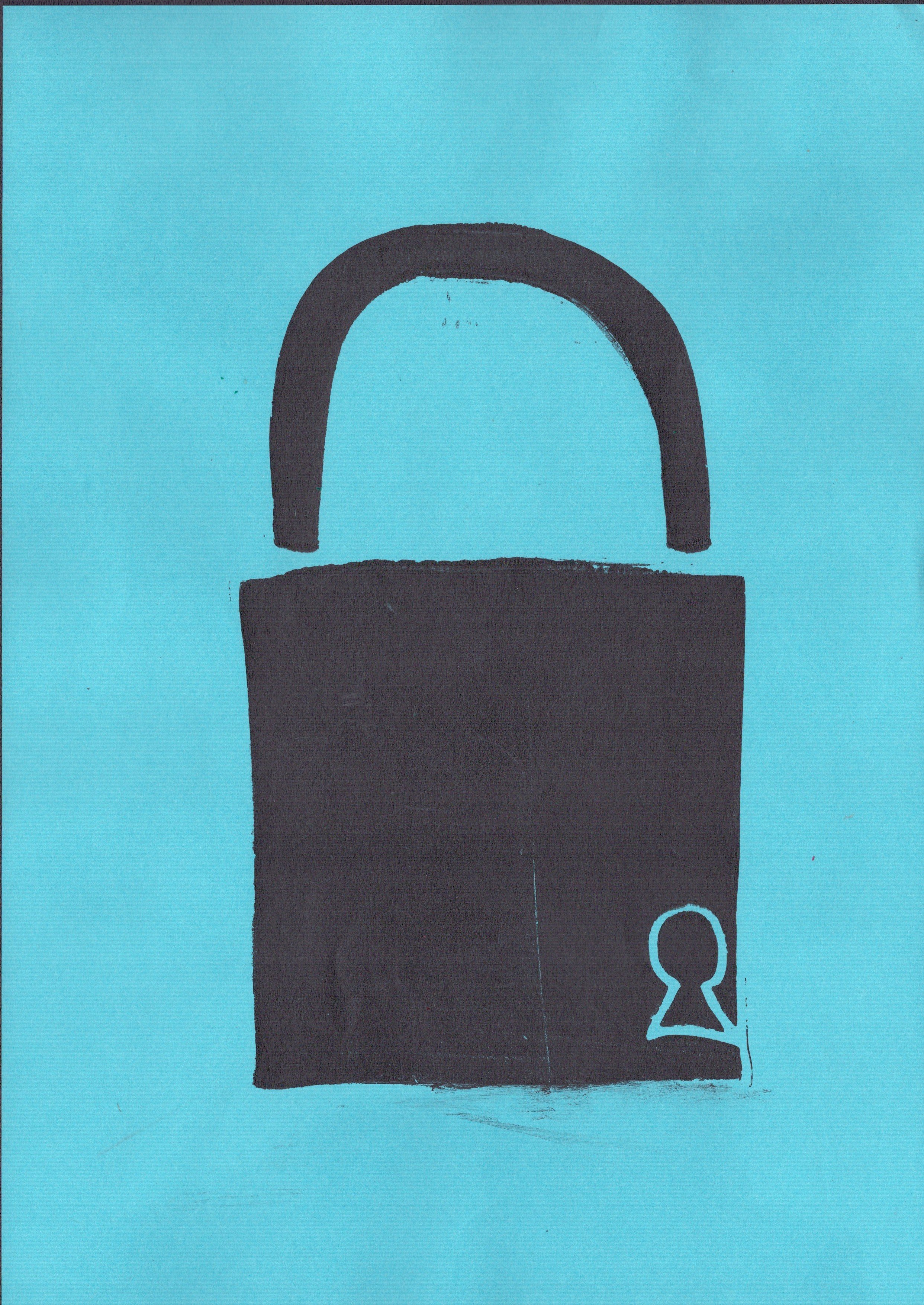 Black Padlock on Blue, A4 Gel Print 2026