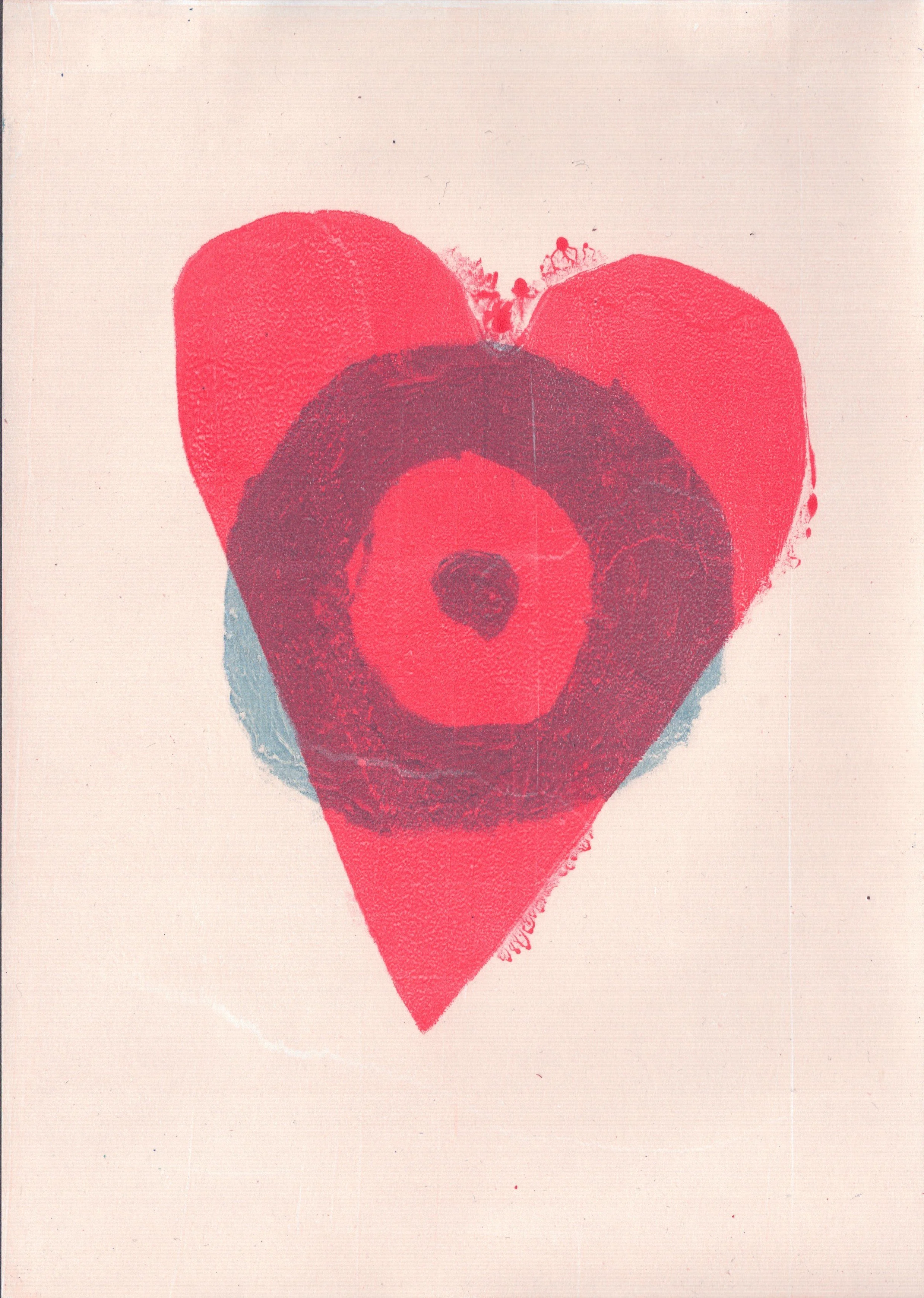 Blue Iris on Red Heart, A4 Gel Print 2026