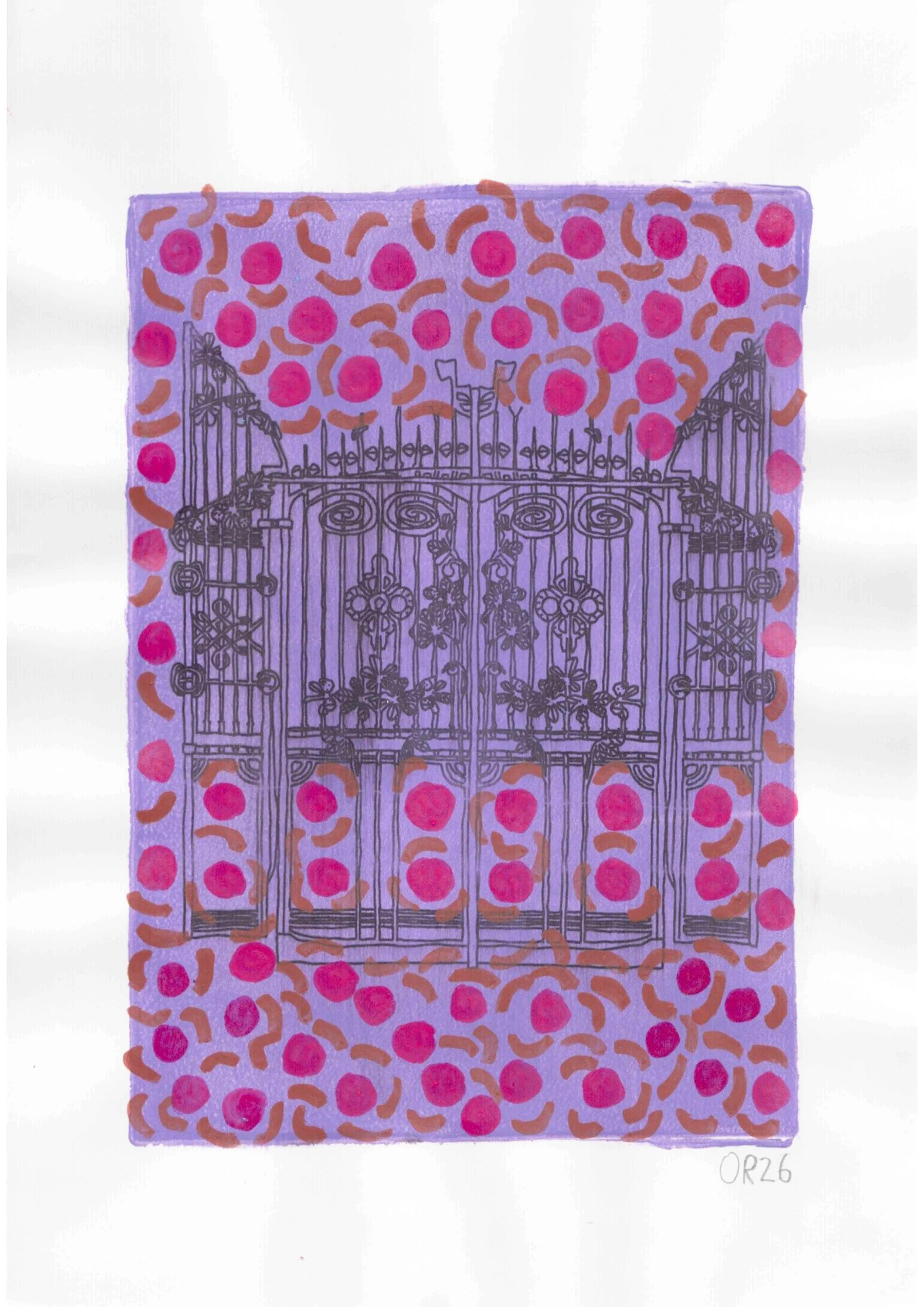 Embellished Purple Acrylic Gel Print on paper A3 2025