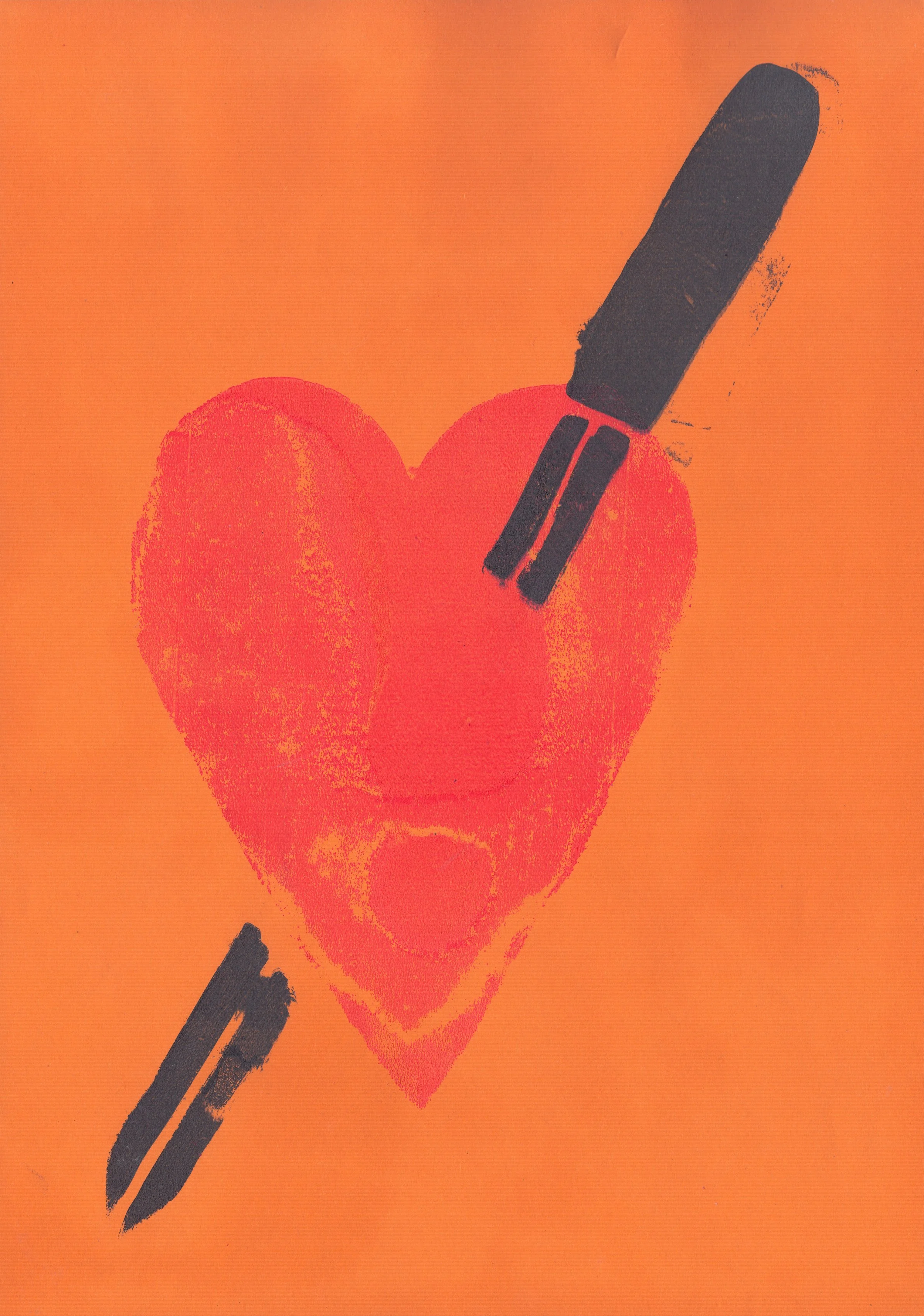 Dagger in Red Heart Orange, A4 Gel Print 2026