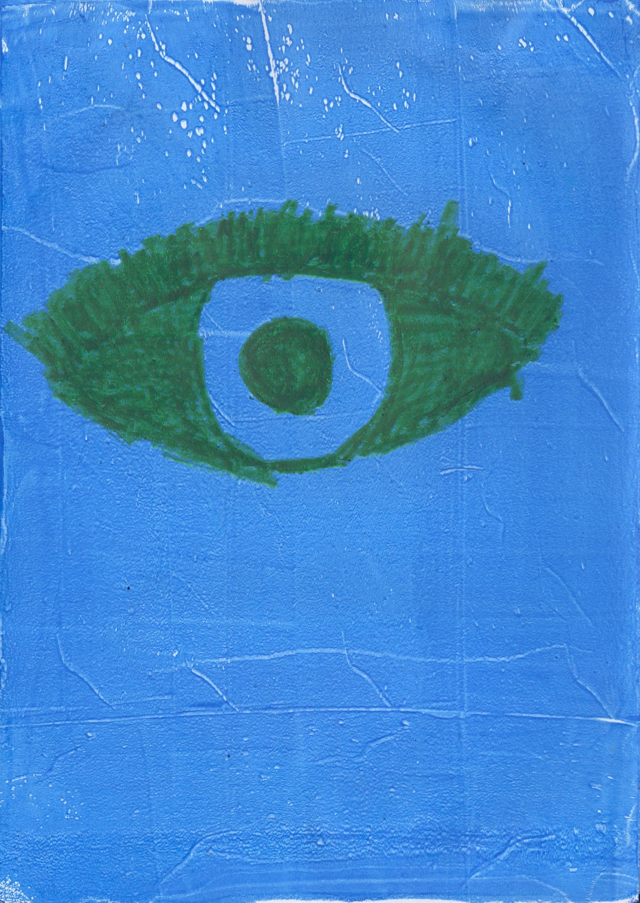 Green Eye on Blue, A4 Gel Print 2026
