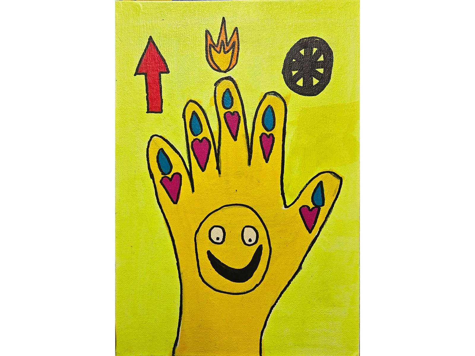 Traced Yellow hand acrylic marker on canvas 20 x 30 cm 2026