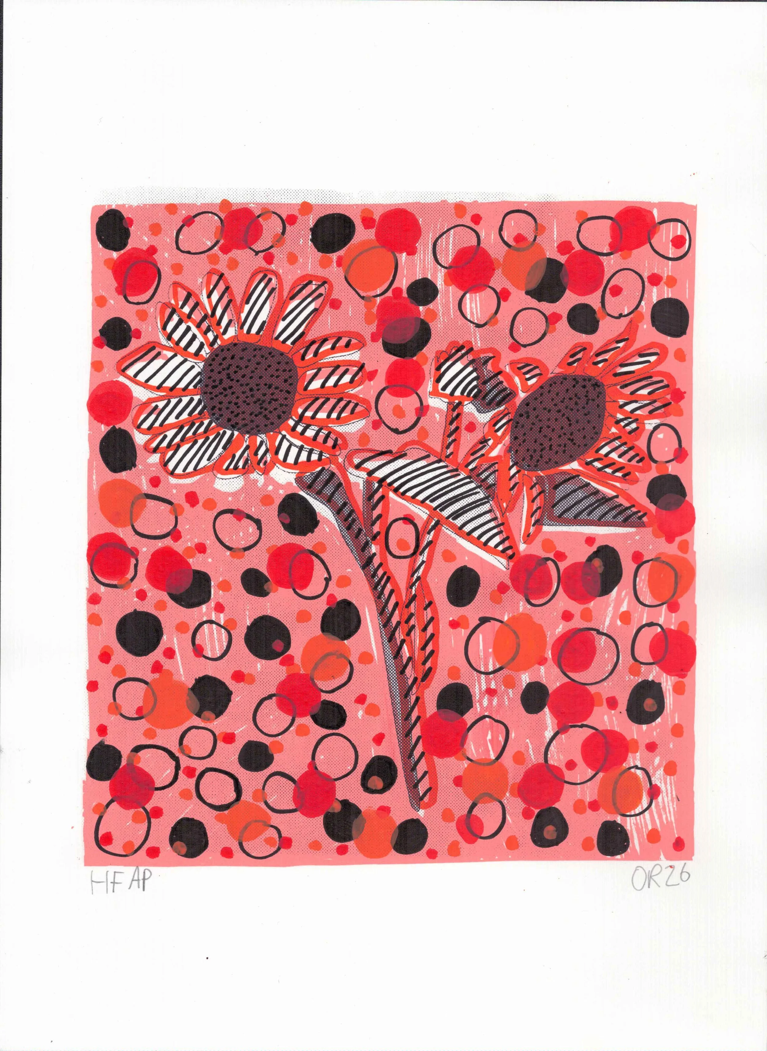 Embellished sunflower screenprint 2026 2