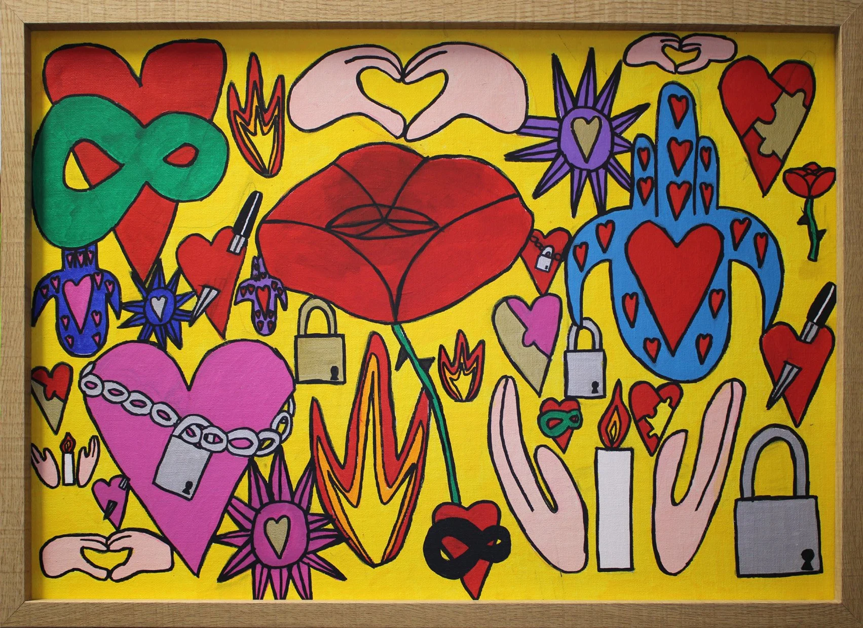 Meaning of love, Version 1 in acrylic medium. A2 size, 2026. Part of Love collection. Comes Framed