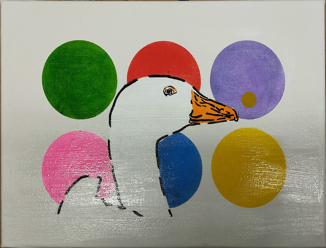 Goose head pochoir print on canvas A3 2025