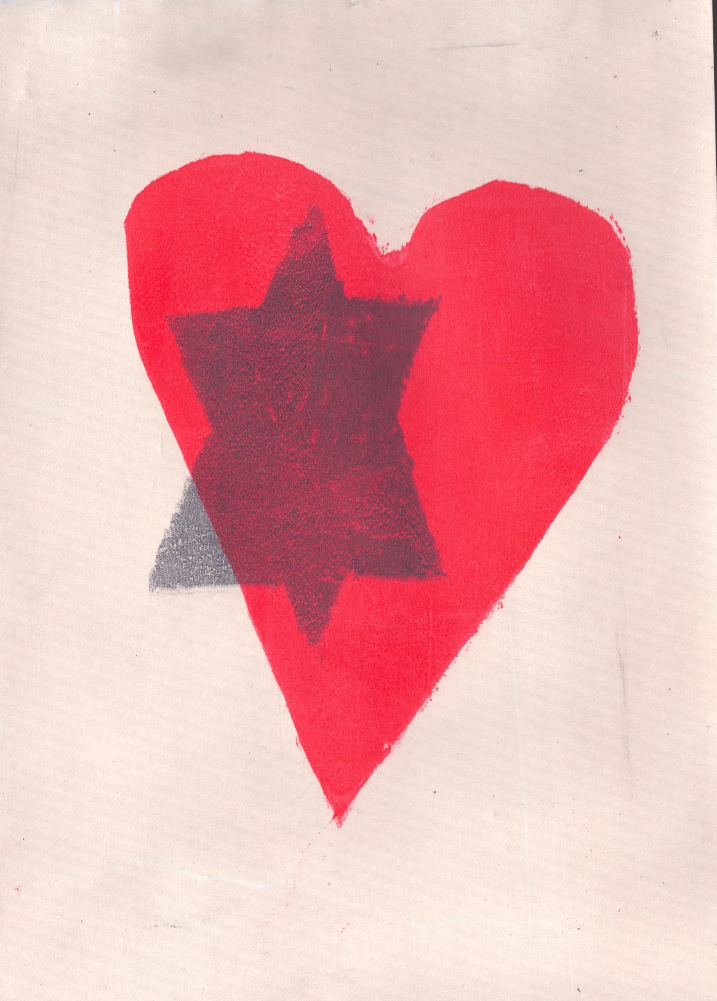 Blue Star on Red Heart, A4 Gel Print 2026