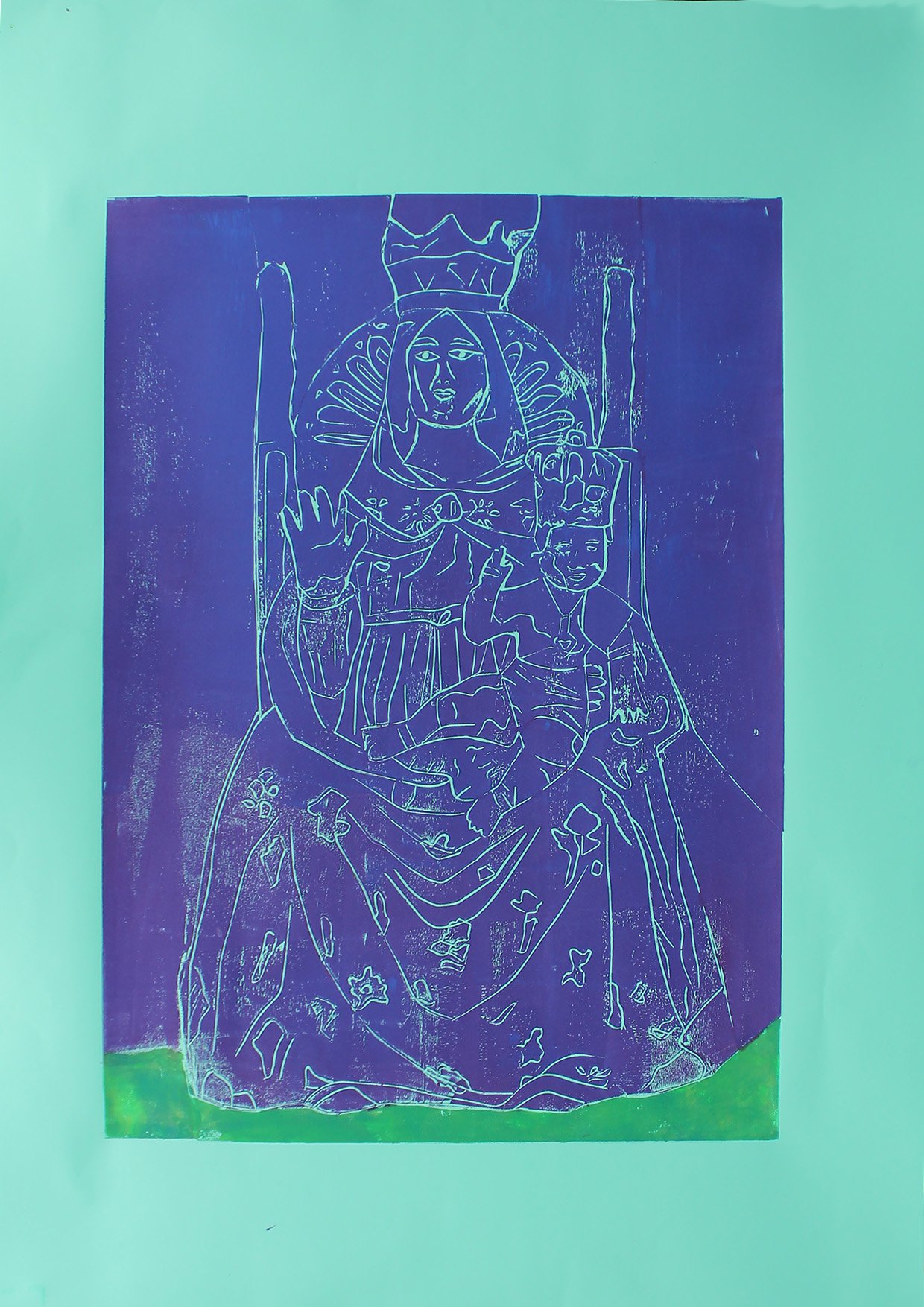 Madonna Purple and Green on Turquoise Lino A2 2025 web.jpg