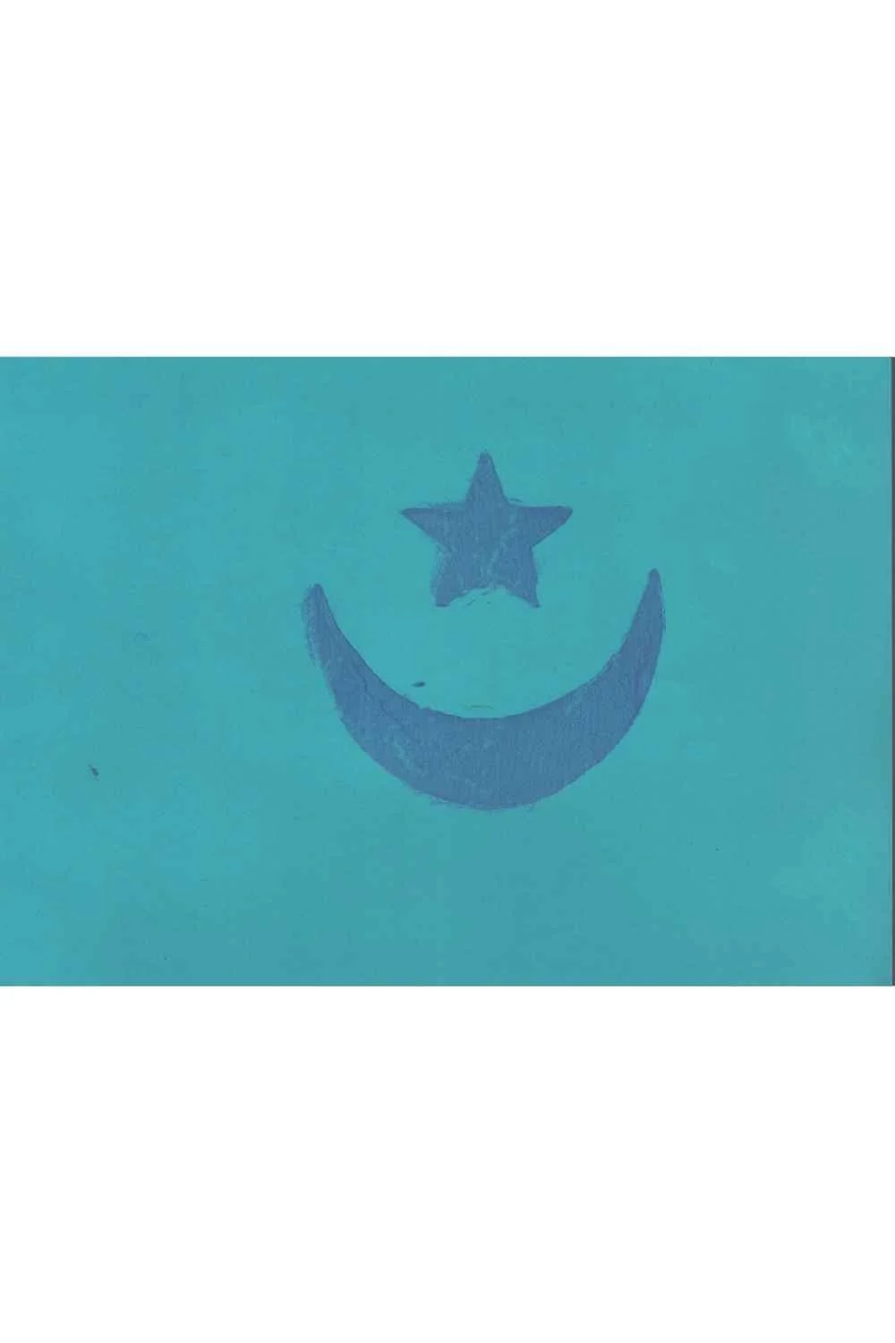Blue Crescent Moon Star on Blue, A4 Gel Print 2026