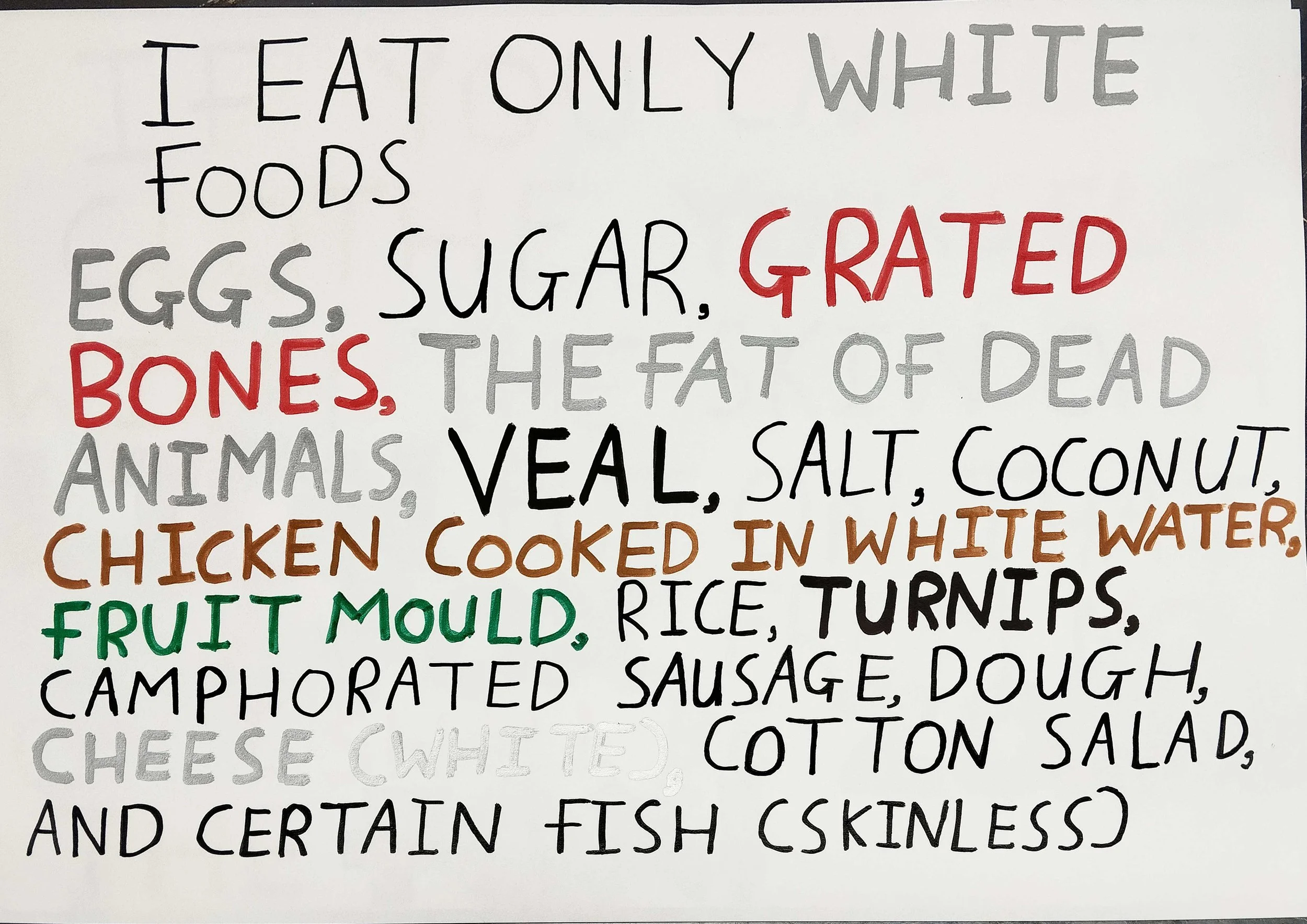 Eric Sati Quote - Marker on paper A3 2024