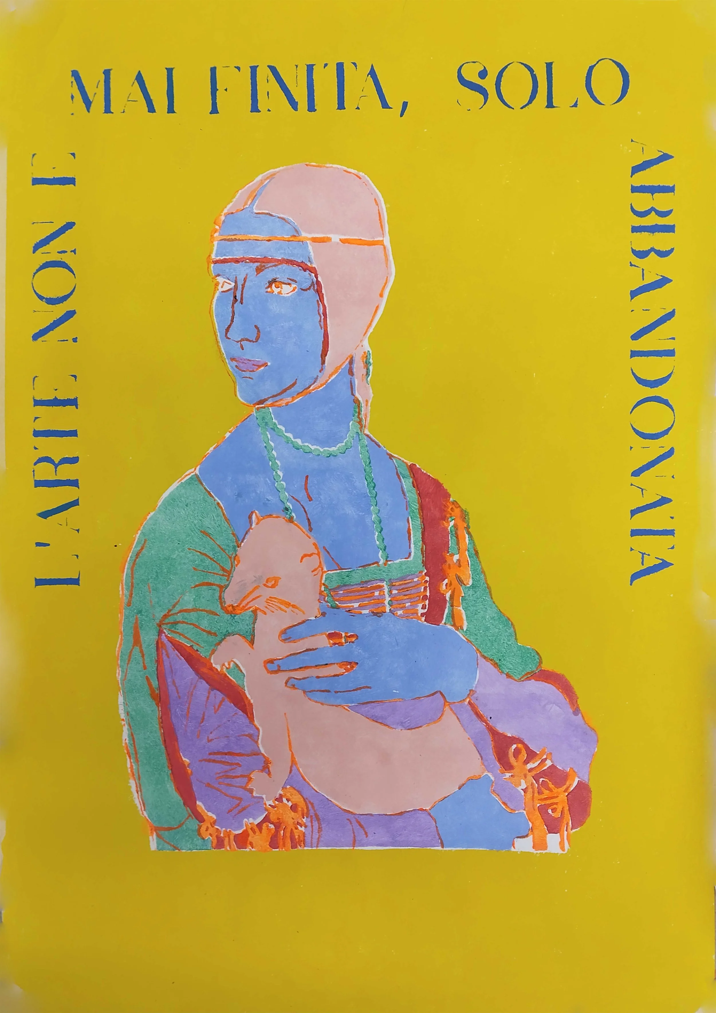 Leonardo blue writing yellow background A2 pochoir paper 2025 web.jpg