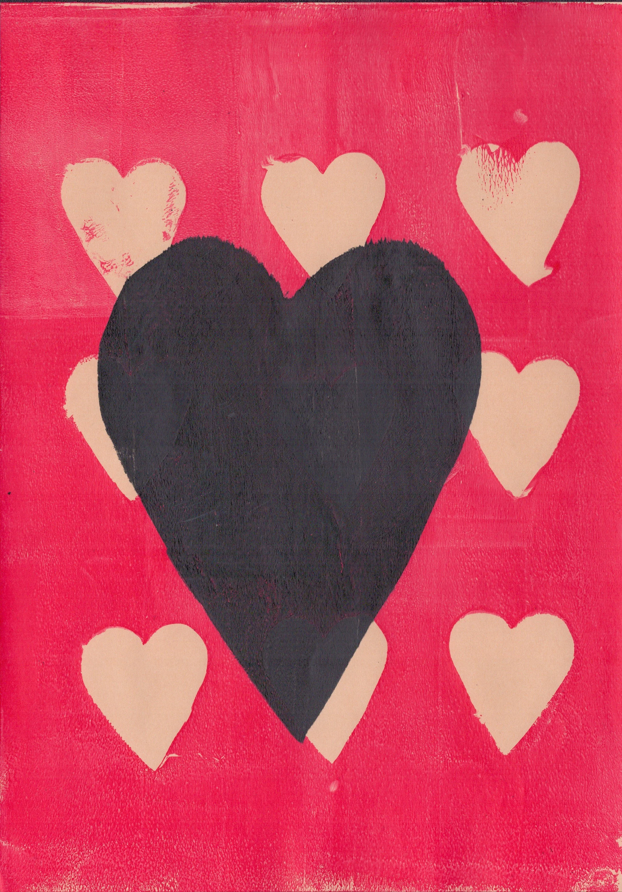 Black Heart on Multiple hearts, A4 Gel Print 2026