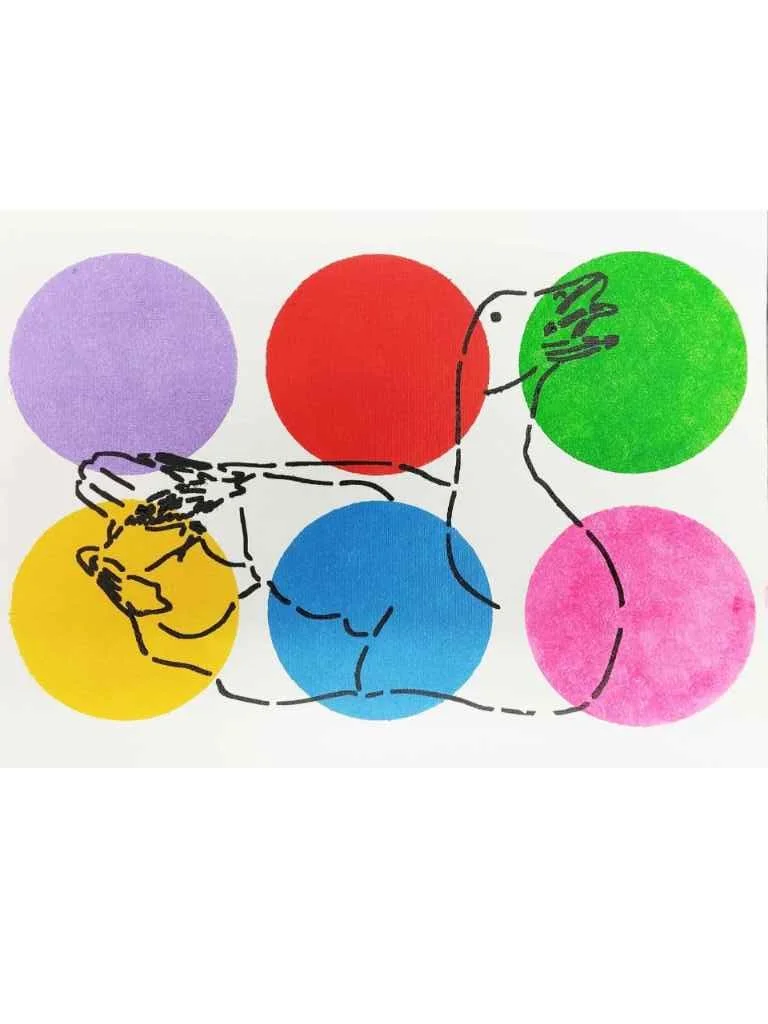 Goose calling pochoir print on canvas outline A3 2025