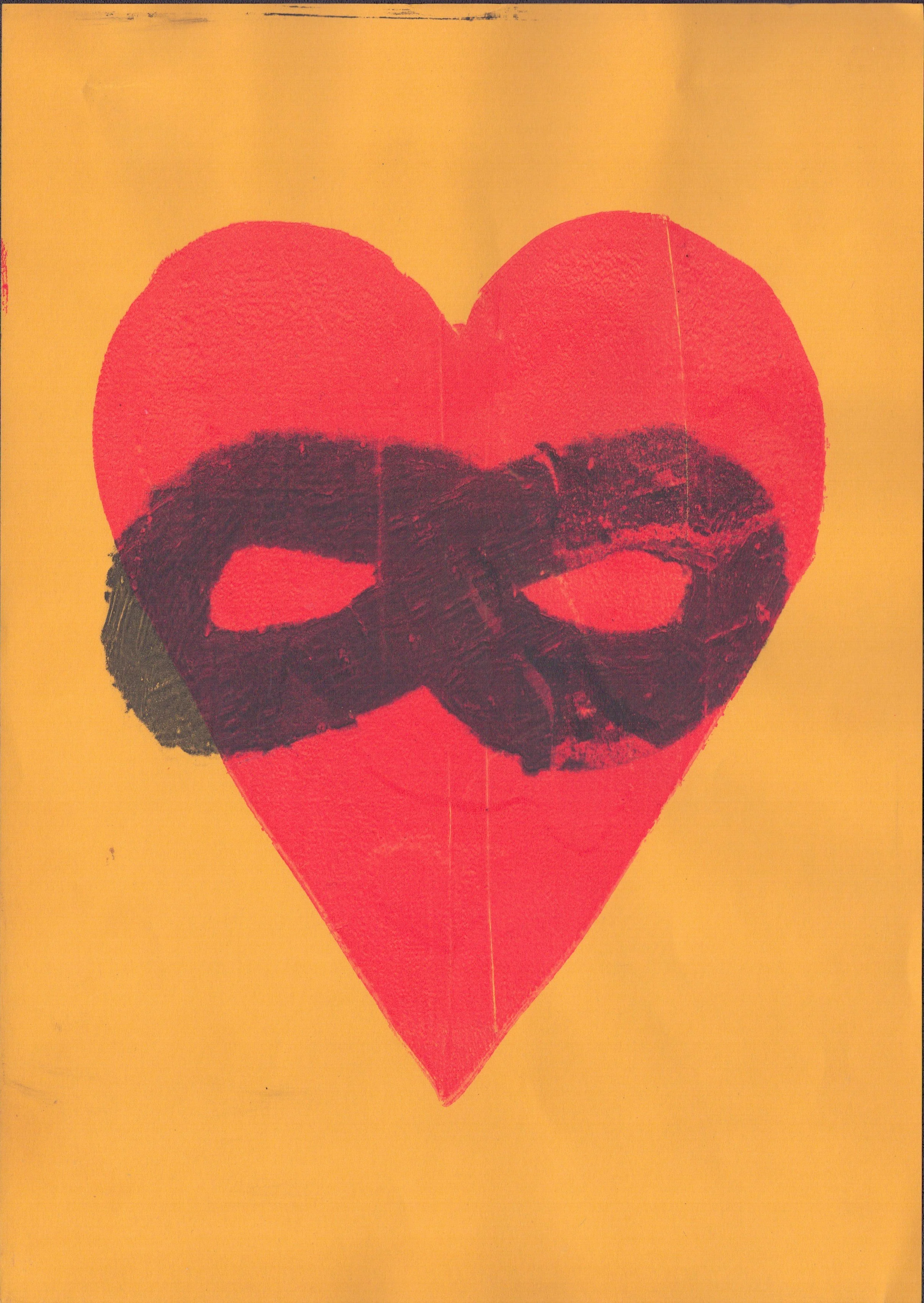 Infinity on Red Heart Yellow, A4 Gel Print 2026