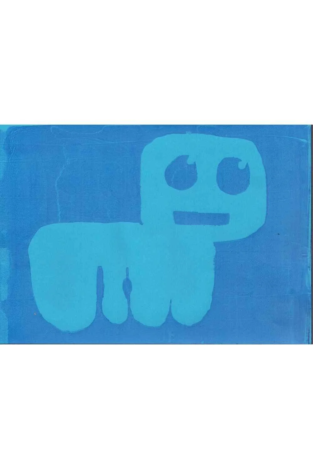 Blue Autism Creature on Blue, A4 Gel Print 2026