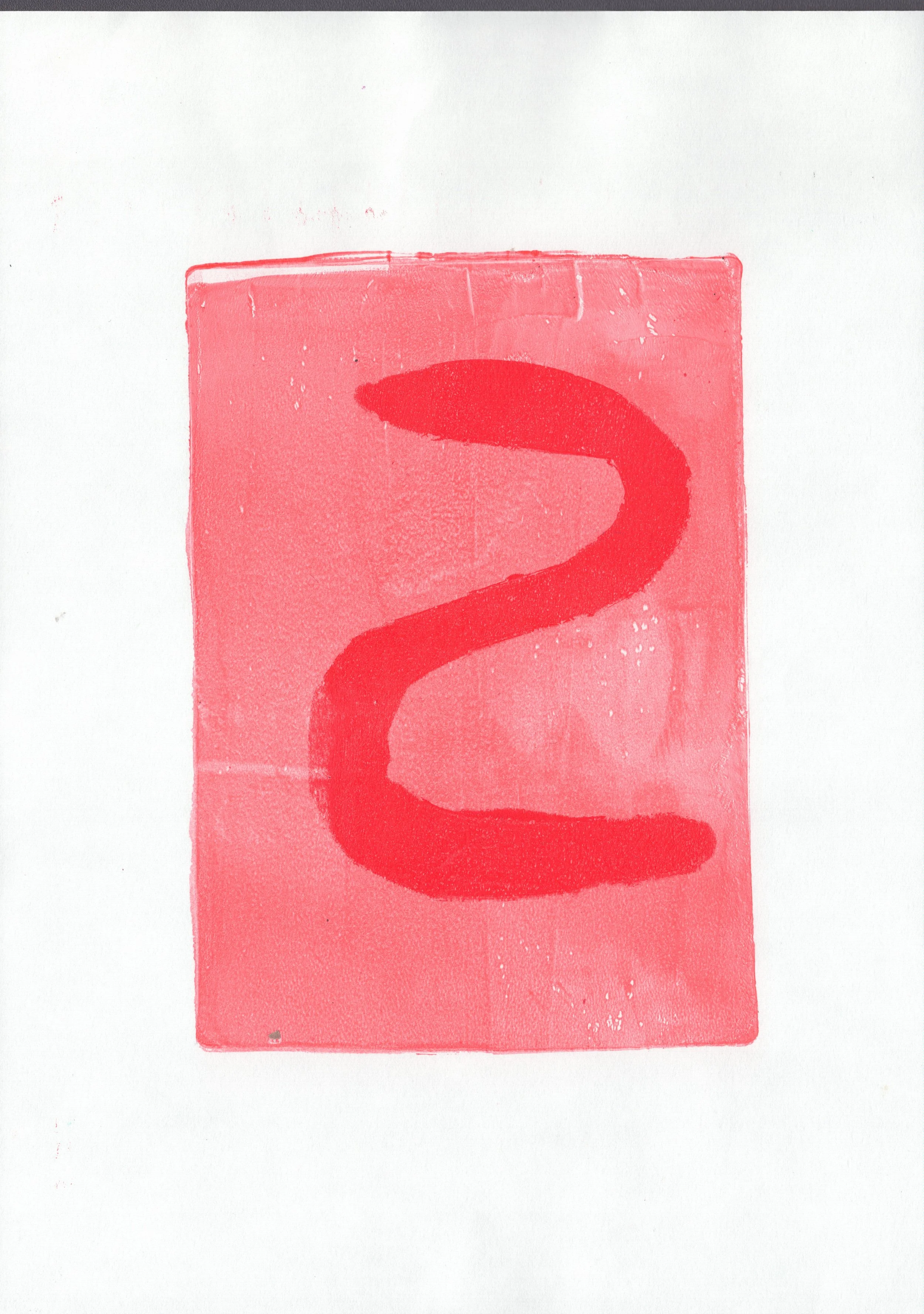 Red Squiggle on Red, A4 Gel Print 2026