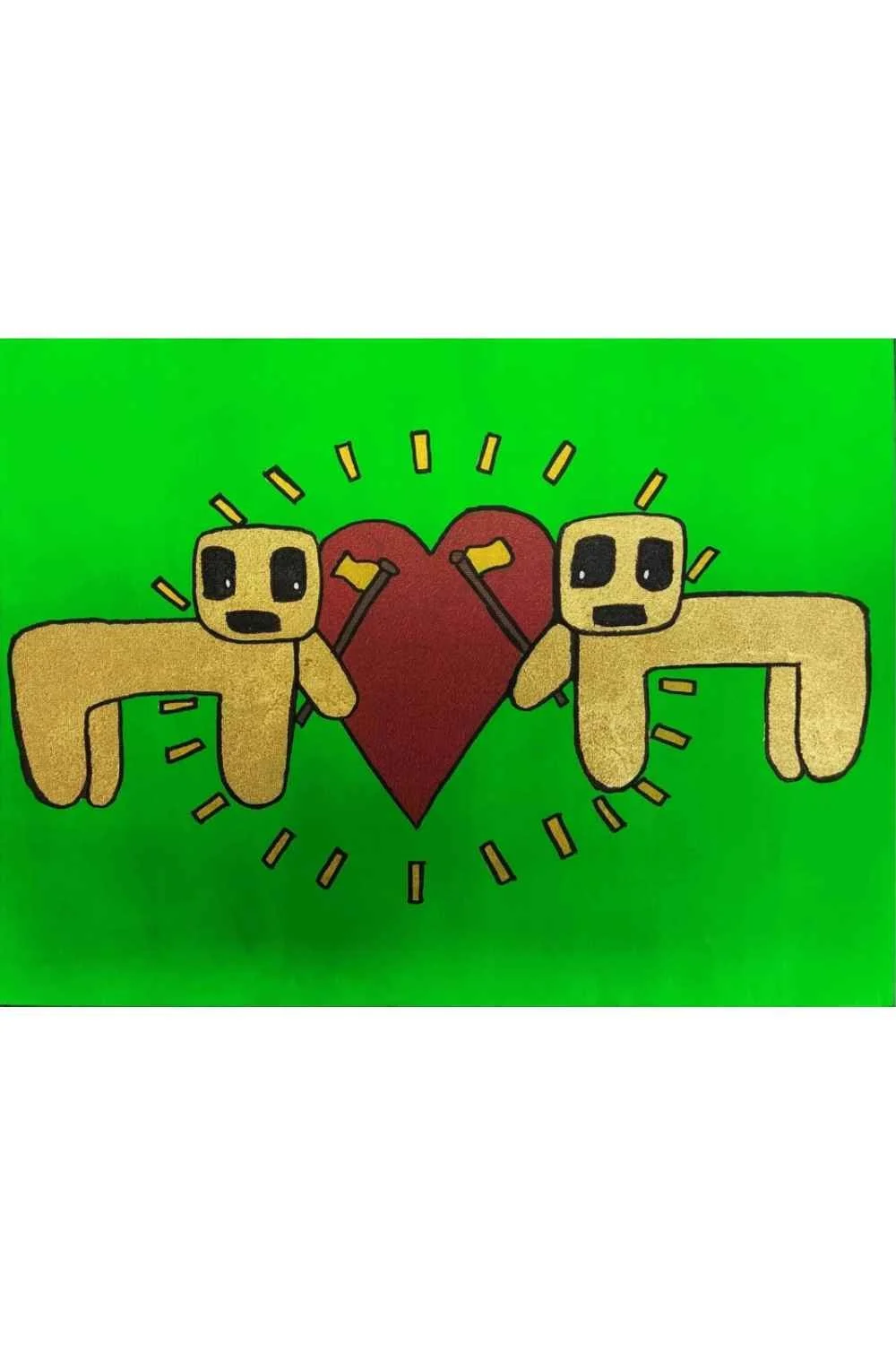 Autism Creatures Flag & Heart - Hand finished Pochoir Acrylic on canvas A3 2026