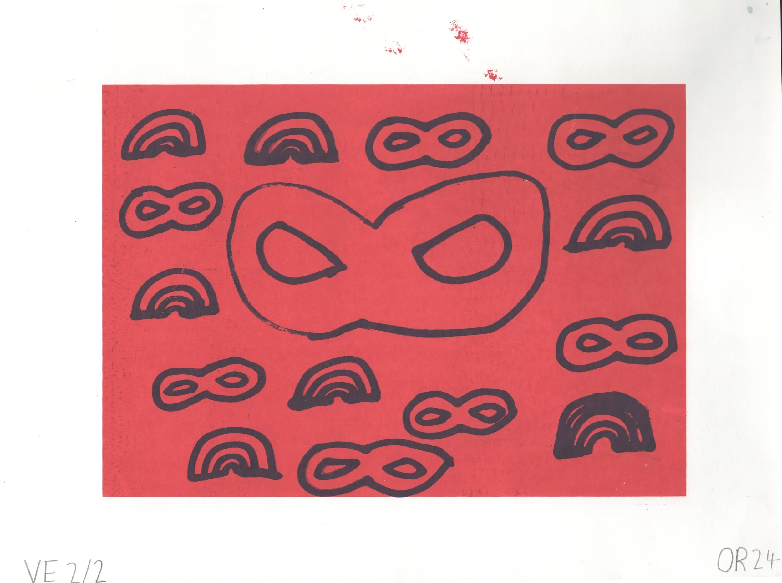 Infinity Rainbow screen print red black VE 2 of 2 297mm x 420mm A3 2024