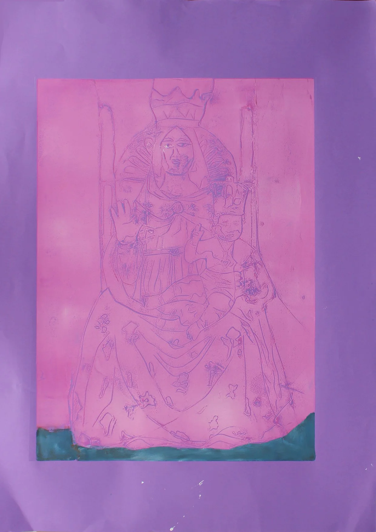Madonna Pink and Teal on Purple Lino A2 2025 web.jpg